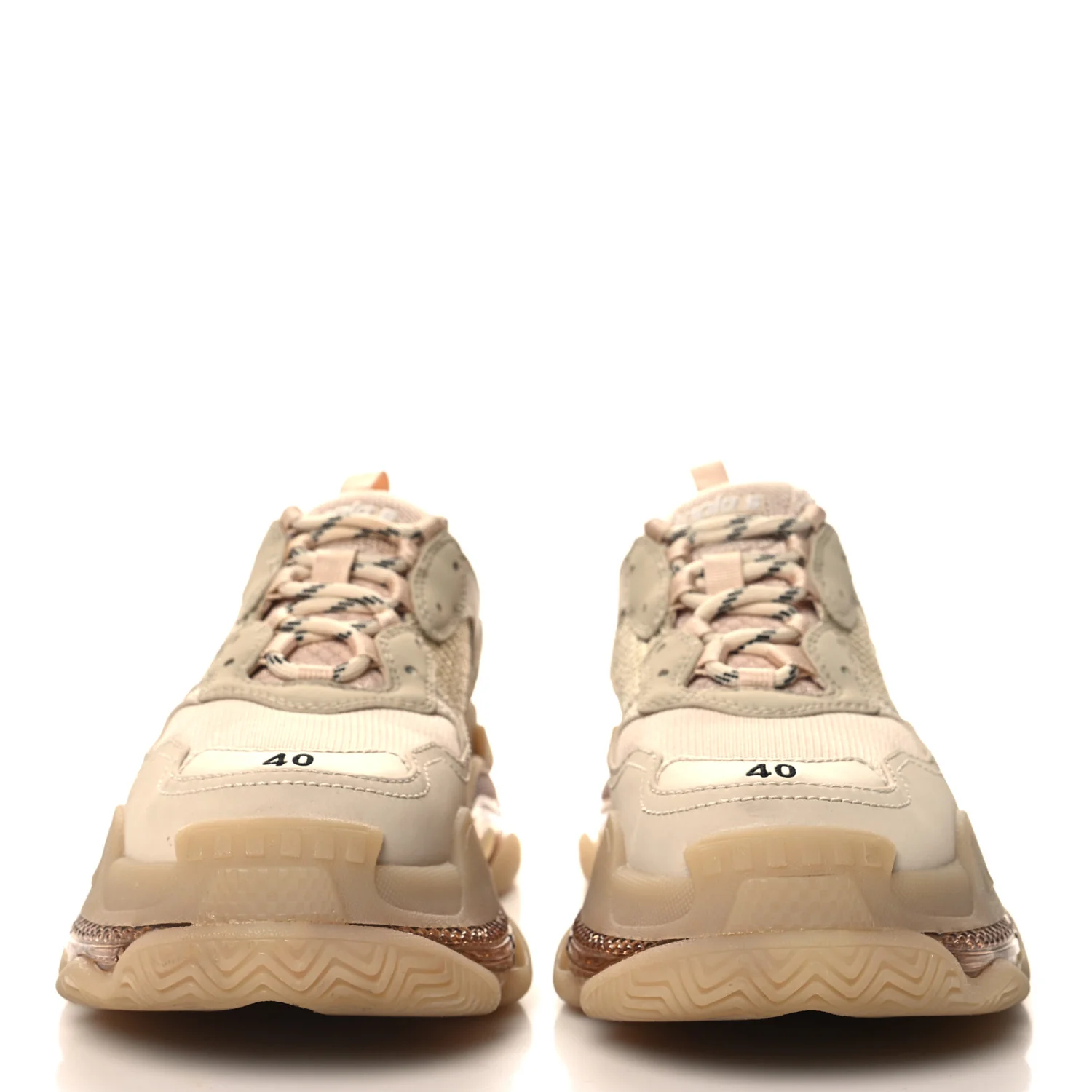 Fabric Mesh Clear Sole Womens Triple S Sneakers 40 Beige - Top Club