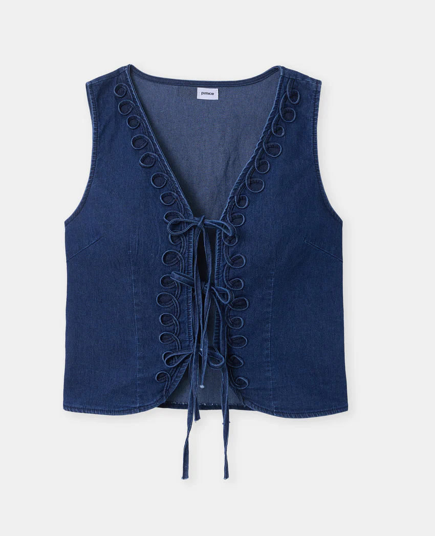Pimkie Gilet barman en jean avec nouettes