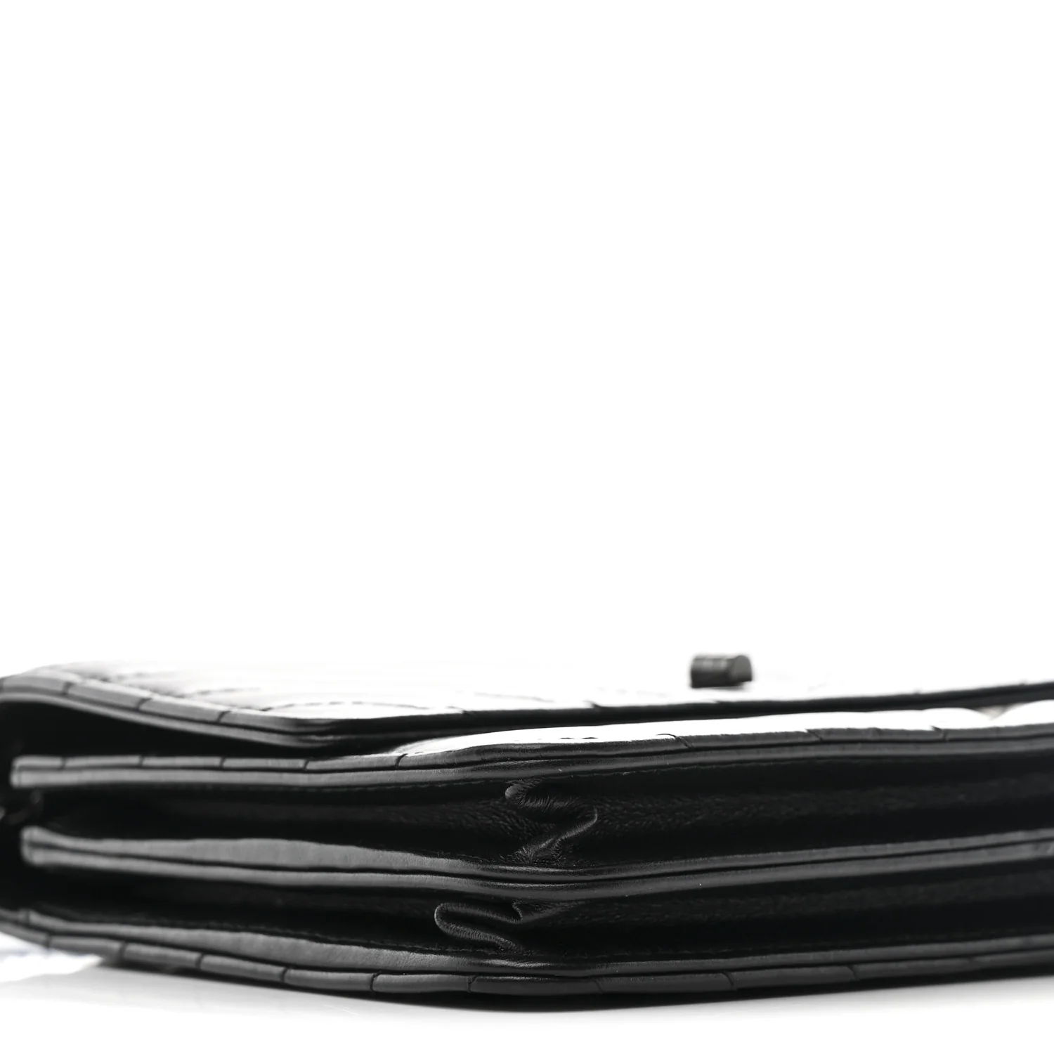 Aged Calfskin Chevron Quilted Reissue 2.55 Square Wallet On Chain WOC So Black - Top Club