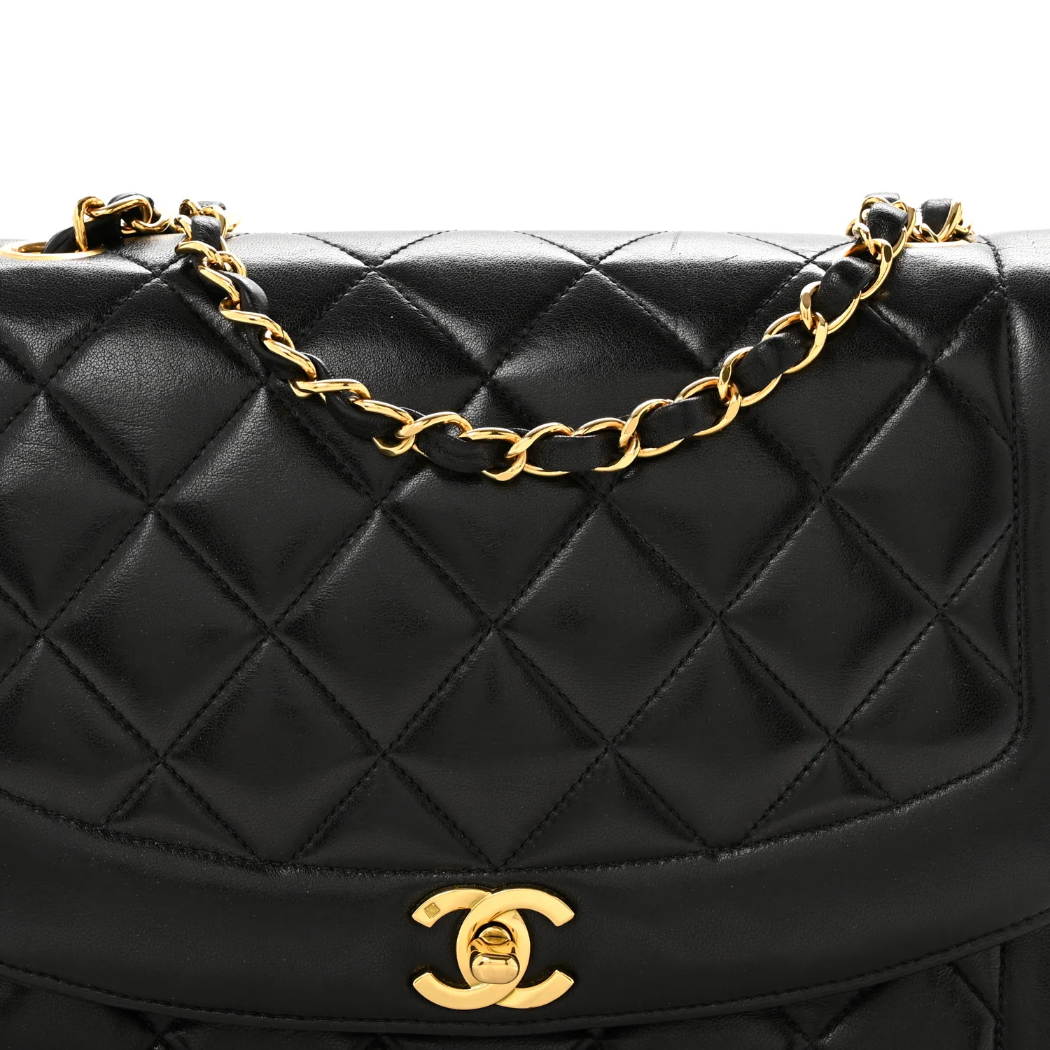 Lambskin Quilted Medium Single Flap Black - Top Club