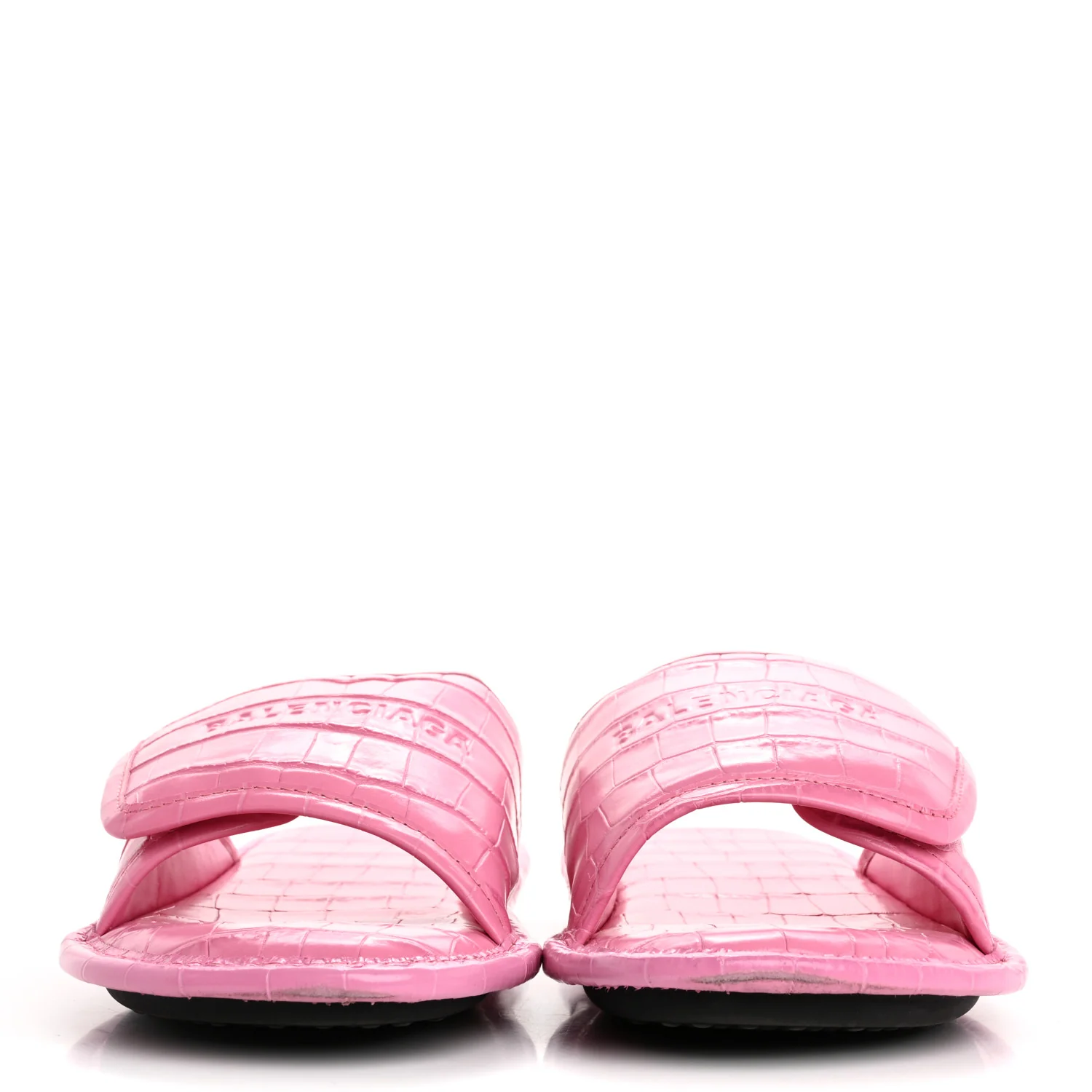 Calfskin Logo Crocodile Embossed Slides 40 Fuxia - Top Club