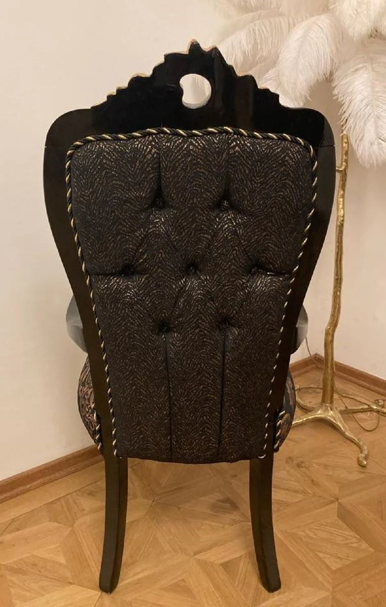 Luxury baroque dining room chair with elegant pattern black / gold - dining room furniture in baroque style - luxury furniture in baroque style - baroque interior - baroque furniture - noble & magnificent
