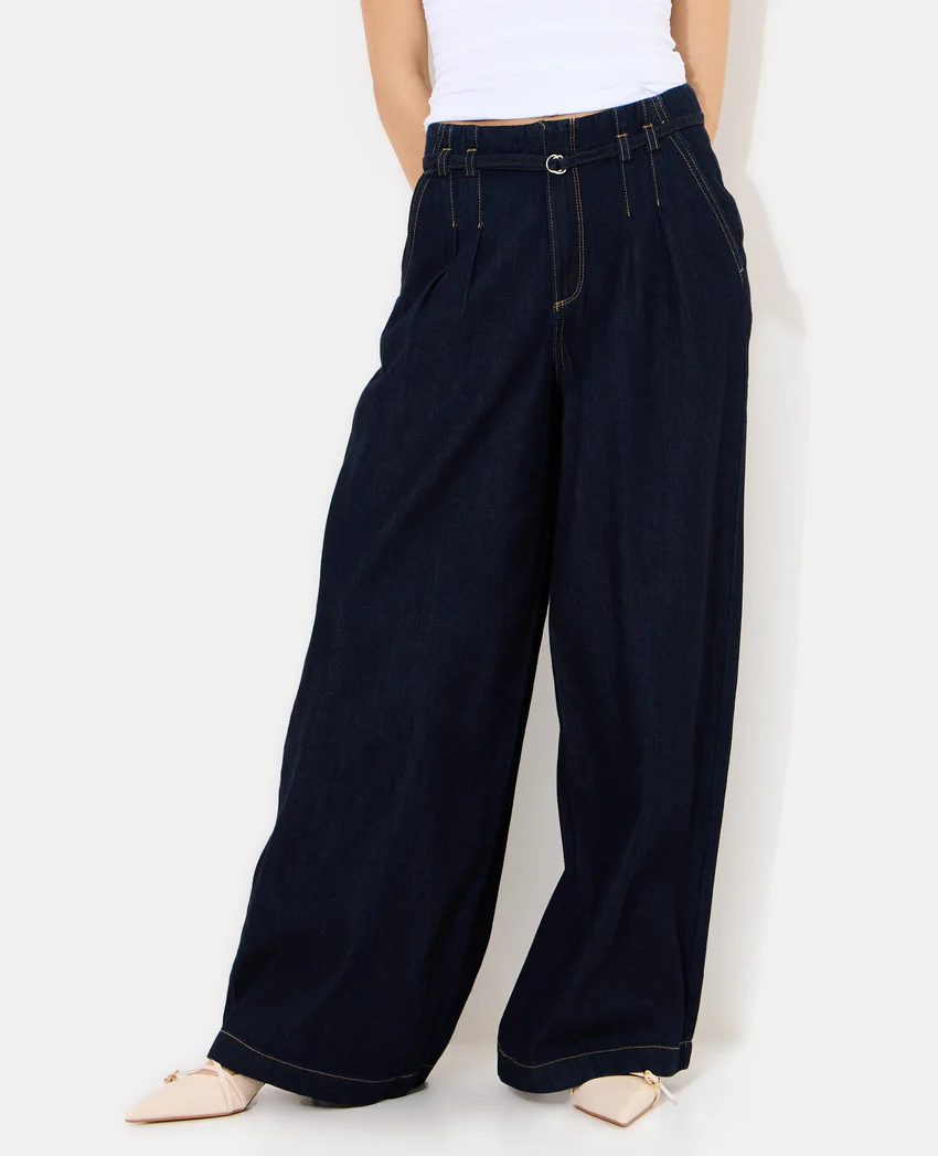 Pimkie Jean extra wide taille haute avec ceinture