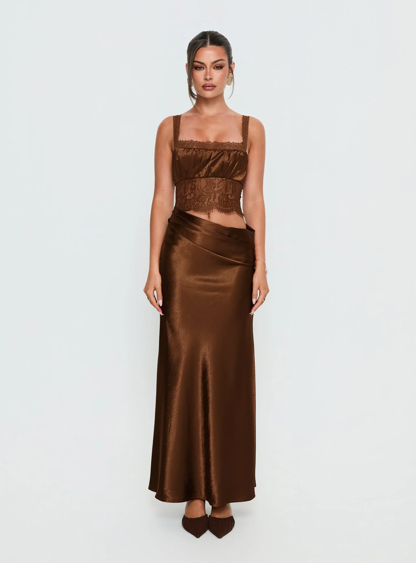 Fayfe Lace Maxi Dress Chocolate
