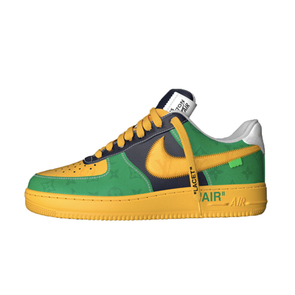 LOUIS VUITTON X NIKE AIR FORCE 1 LOW-TOP SNEAKERS IN YELLOW AND GREEN   LVS108 - Sneaker Replica Workshop