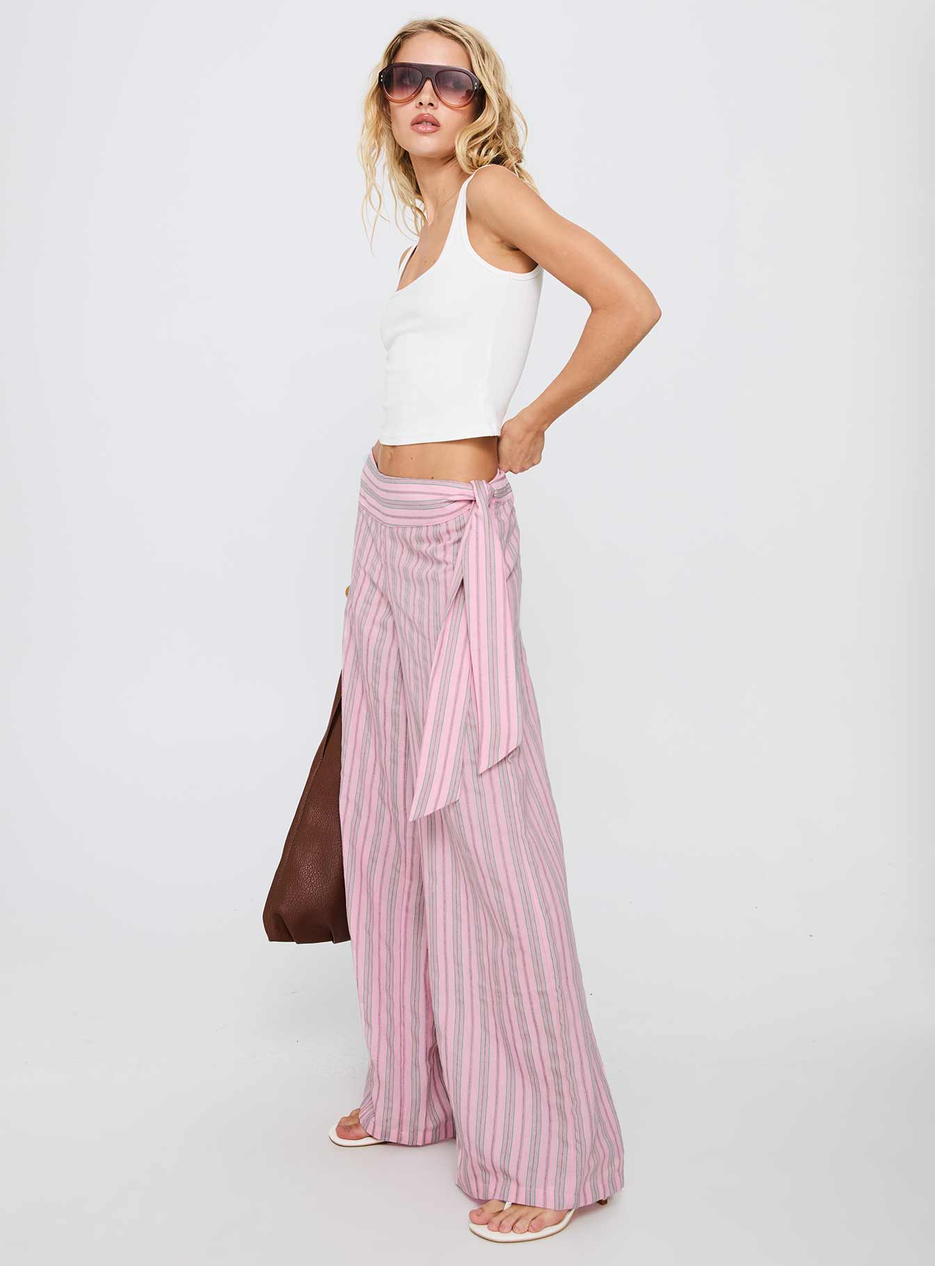 Wave Dancer Tie Pant Pink Stripe