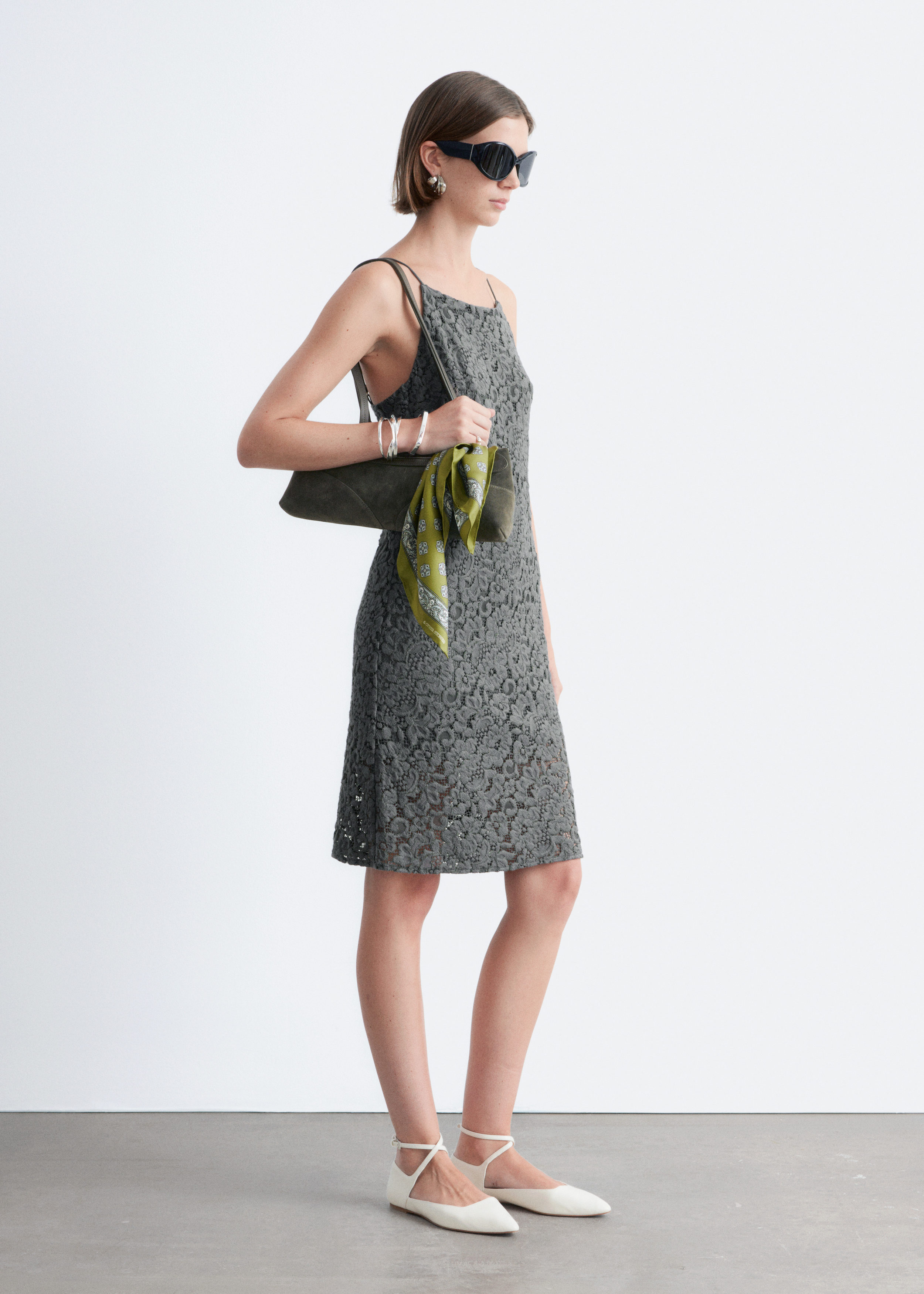& Other Stories LACE MIDI DRESS