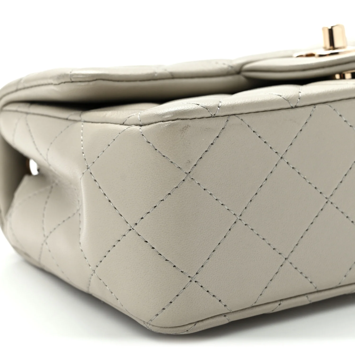 Lambskin Quilted Mini Rectangular Flap Grey - Top Club