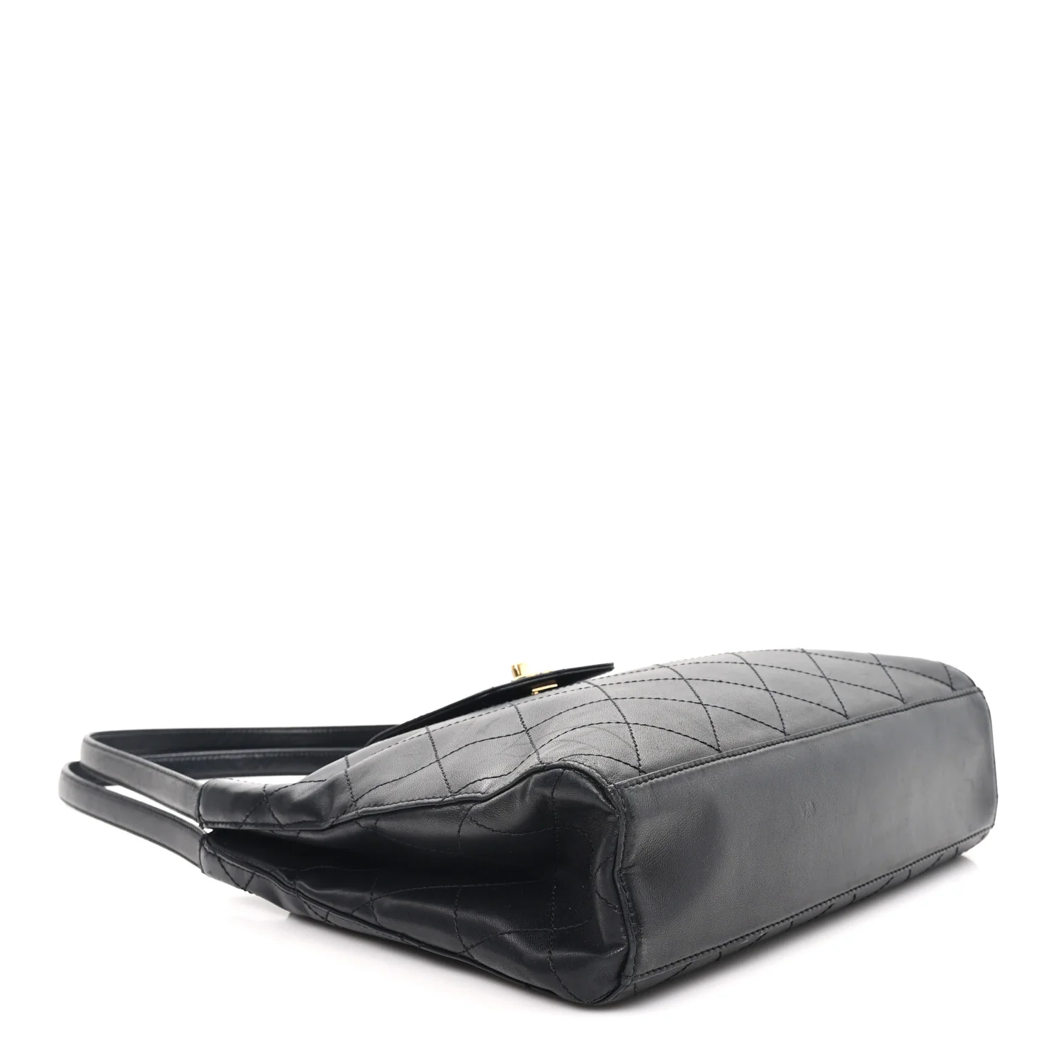 Lambskin Quilted CC Flap Shoulder Bag Black - Top Club