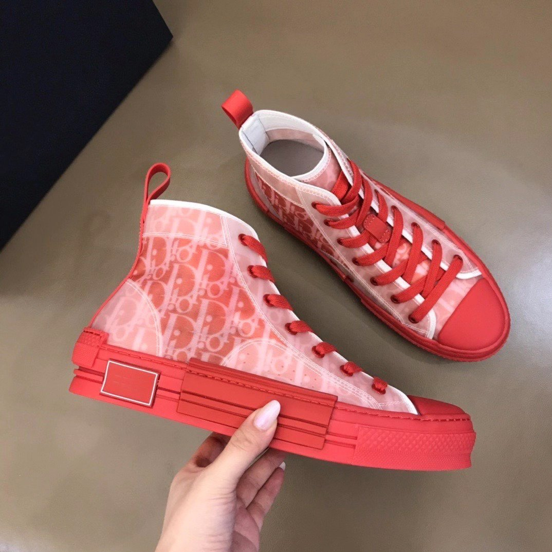 Dior B23 Red High-top Canvas Shoes - Sneaker Replica Workshop