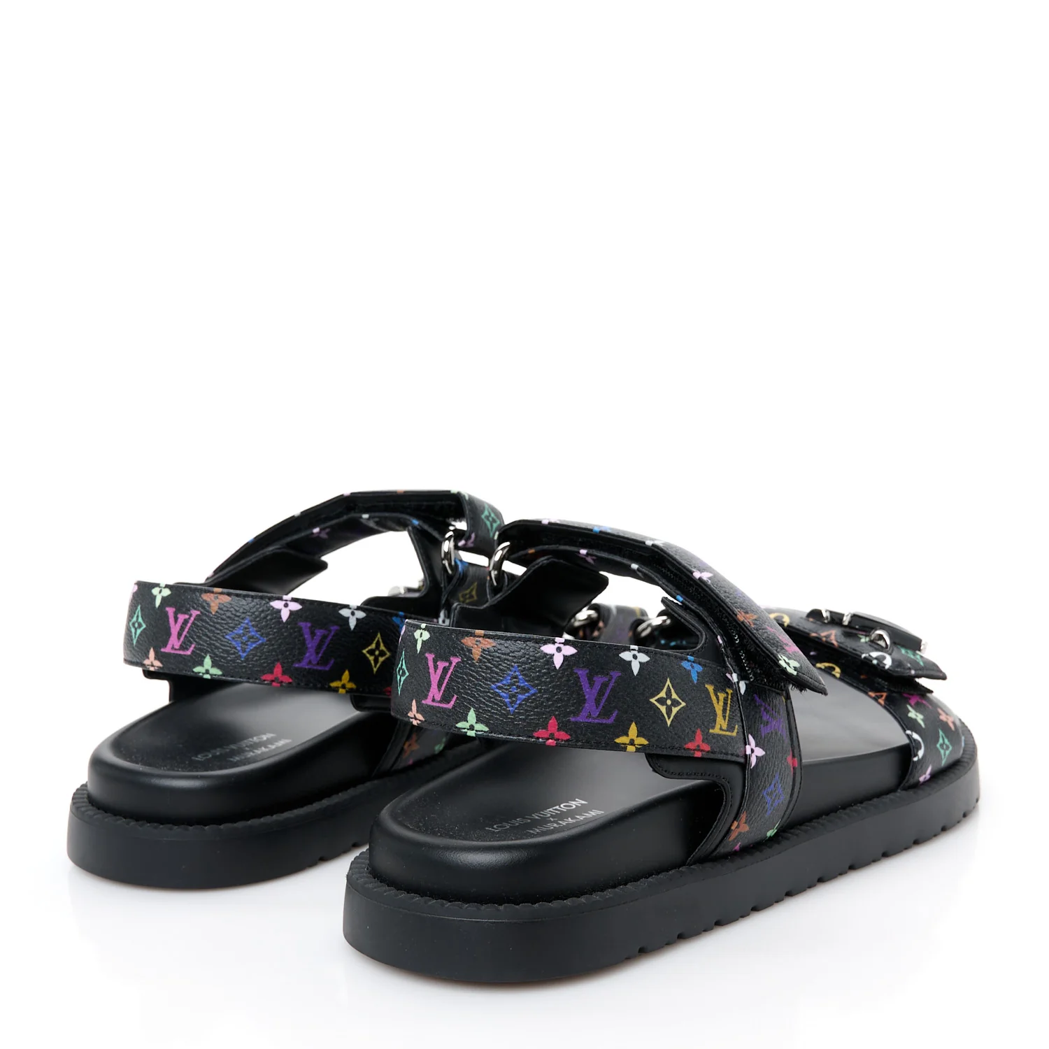 LV X TM Monogram Multicolor Sunset Flat Sandals 38 Black - Top Club