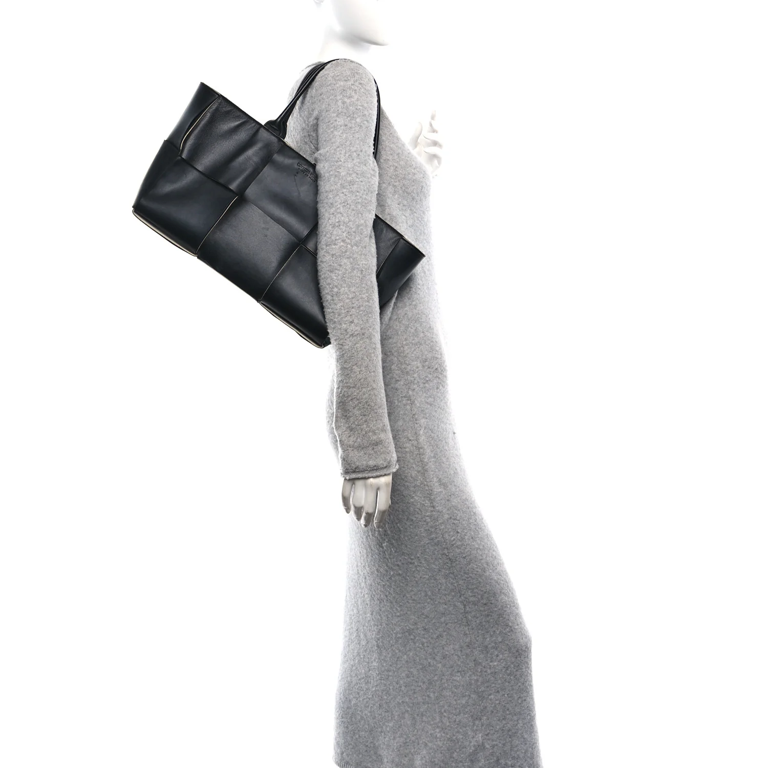 Nappa Maxi Intrecciato Medium Arco Tote Black White