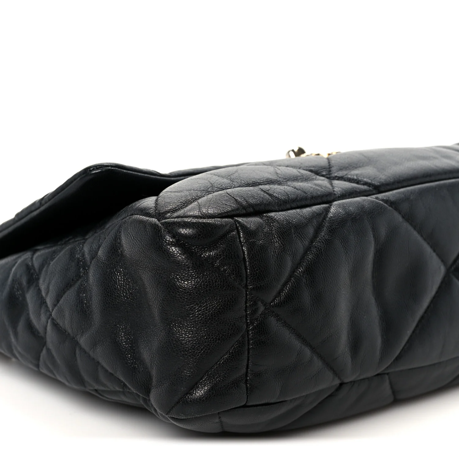 Shiny Goatskin Quilted Large Chanel 19 Flap Black - Top Club