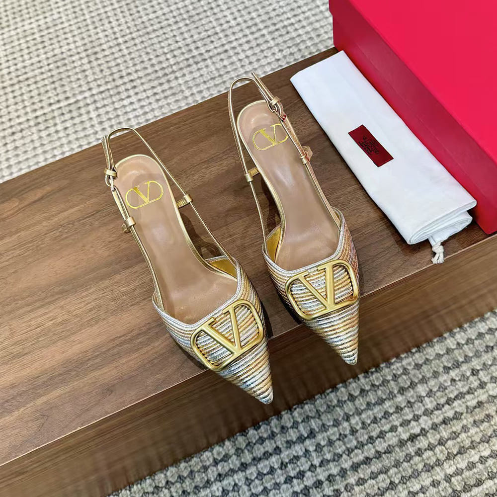 VALENTINO VLOGO SIGNATURE metallic slingback high heels (heel height 8 cm) - Top Club