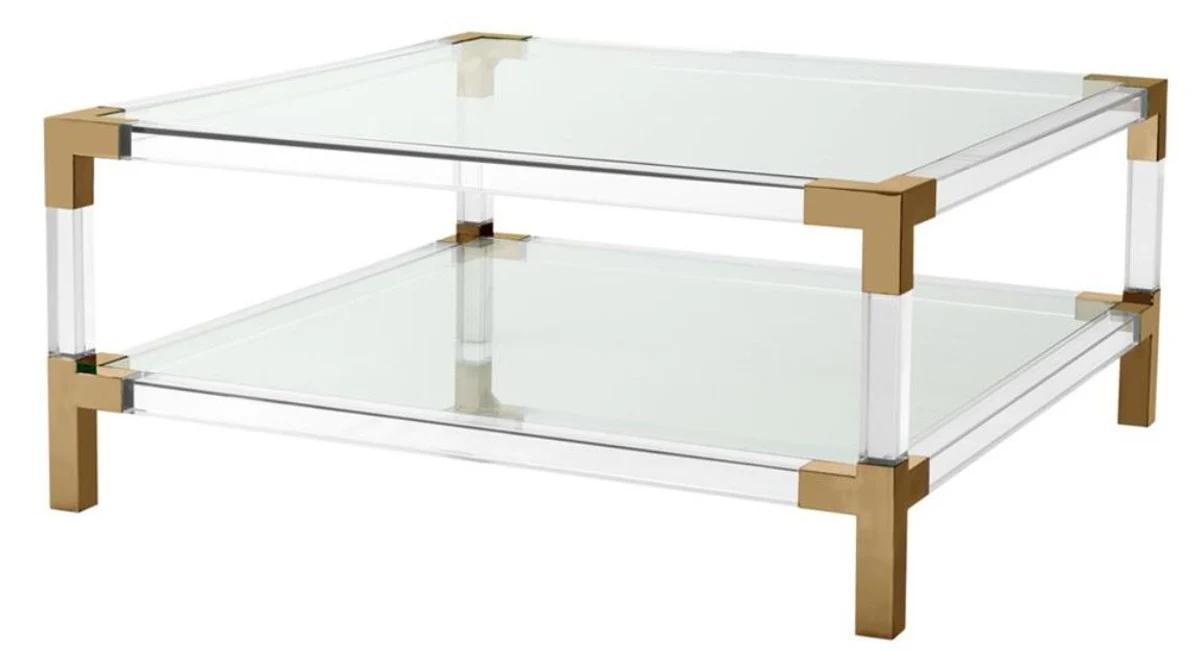 Luxury coffee table brass colored 100 x 100 x H. 45 cm - living room furniture