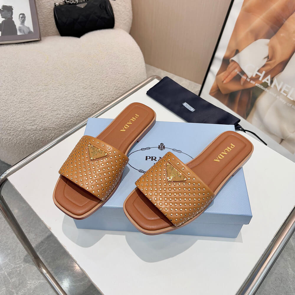 Prada Nappa leather slides with studs - Top Club