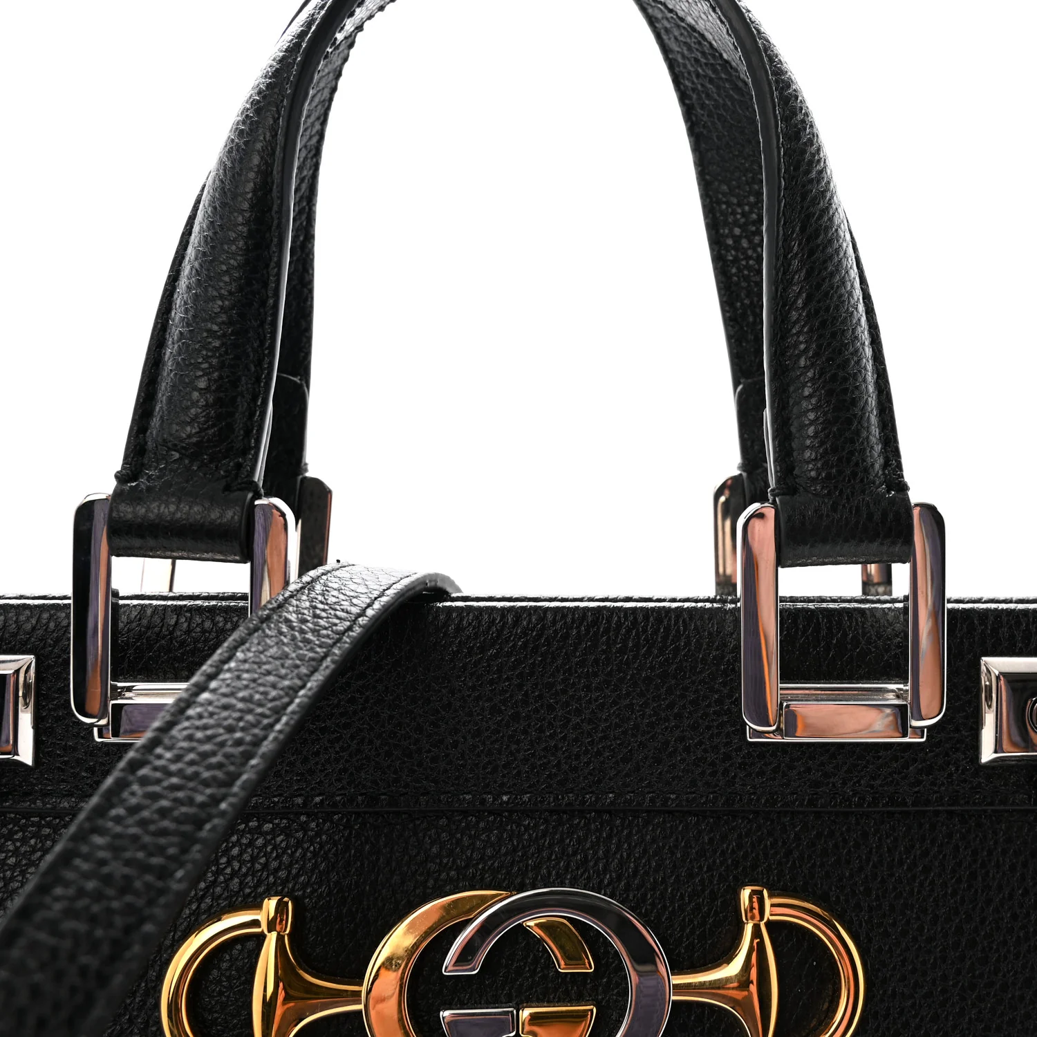 Grainy Calfskin Small Zumi Top Handle Bag Black - Top Club