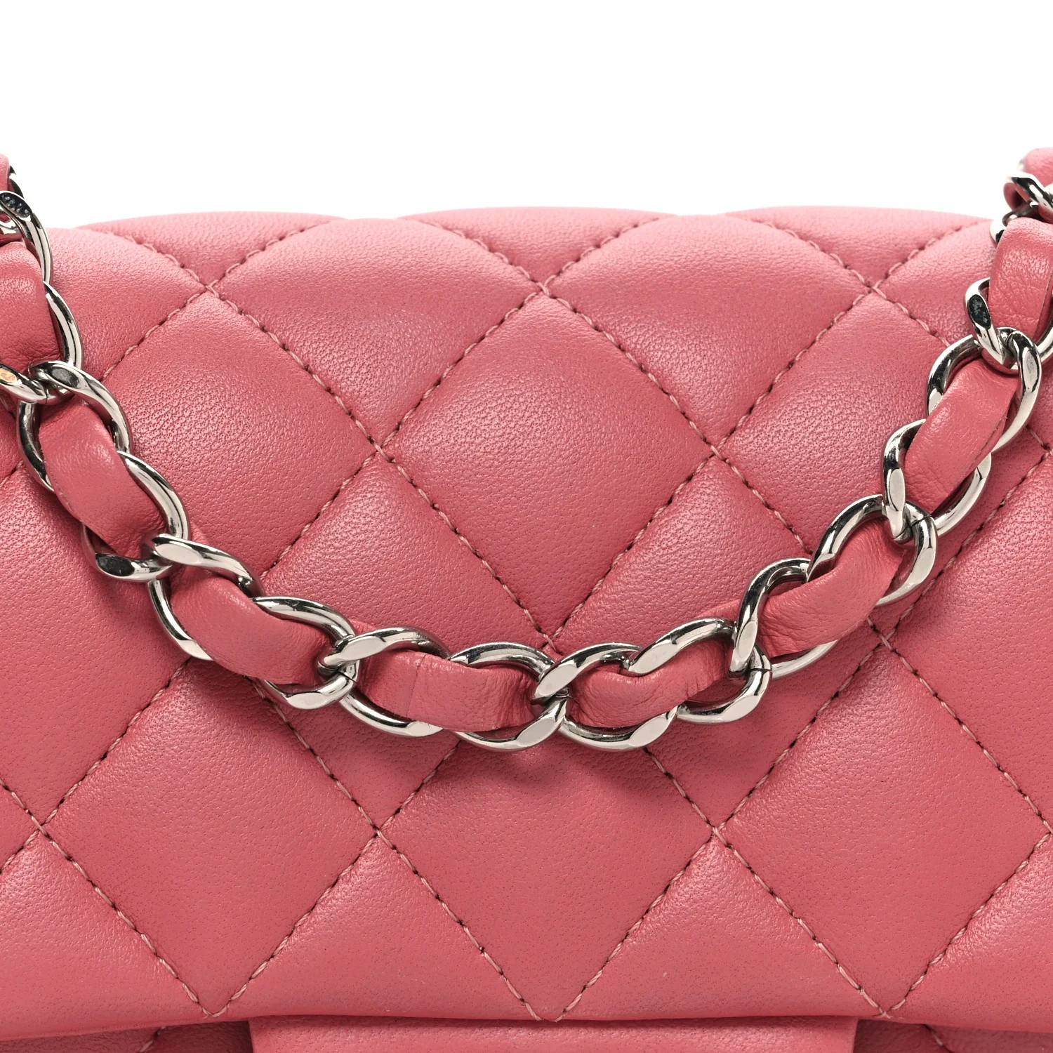Lambskin Quilted Mini Rectangular Flap Pink - Top Club
