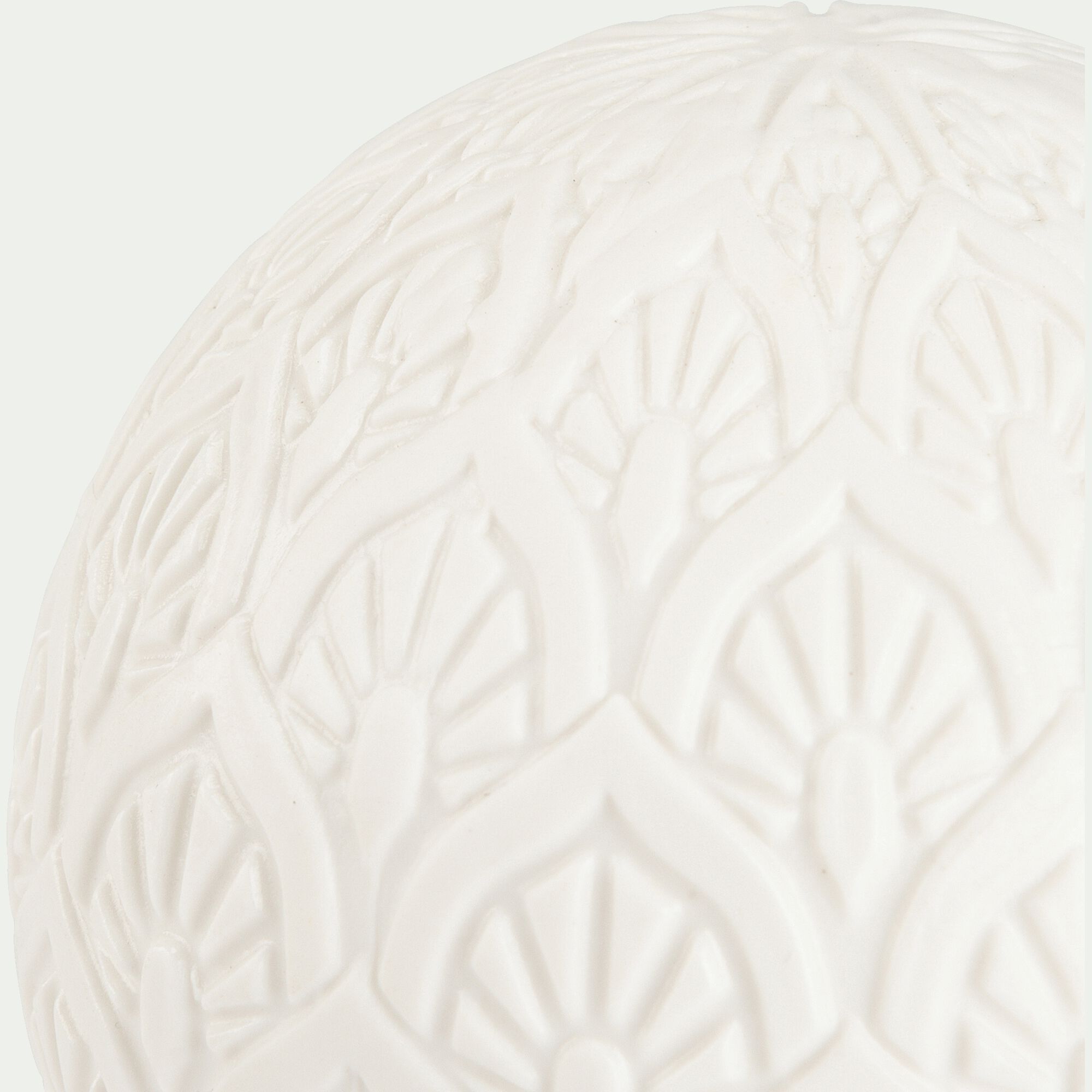 JODHPUR - Boule déco lumineuse gravée en grès - blanc D10,3cm