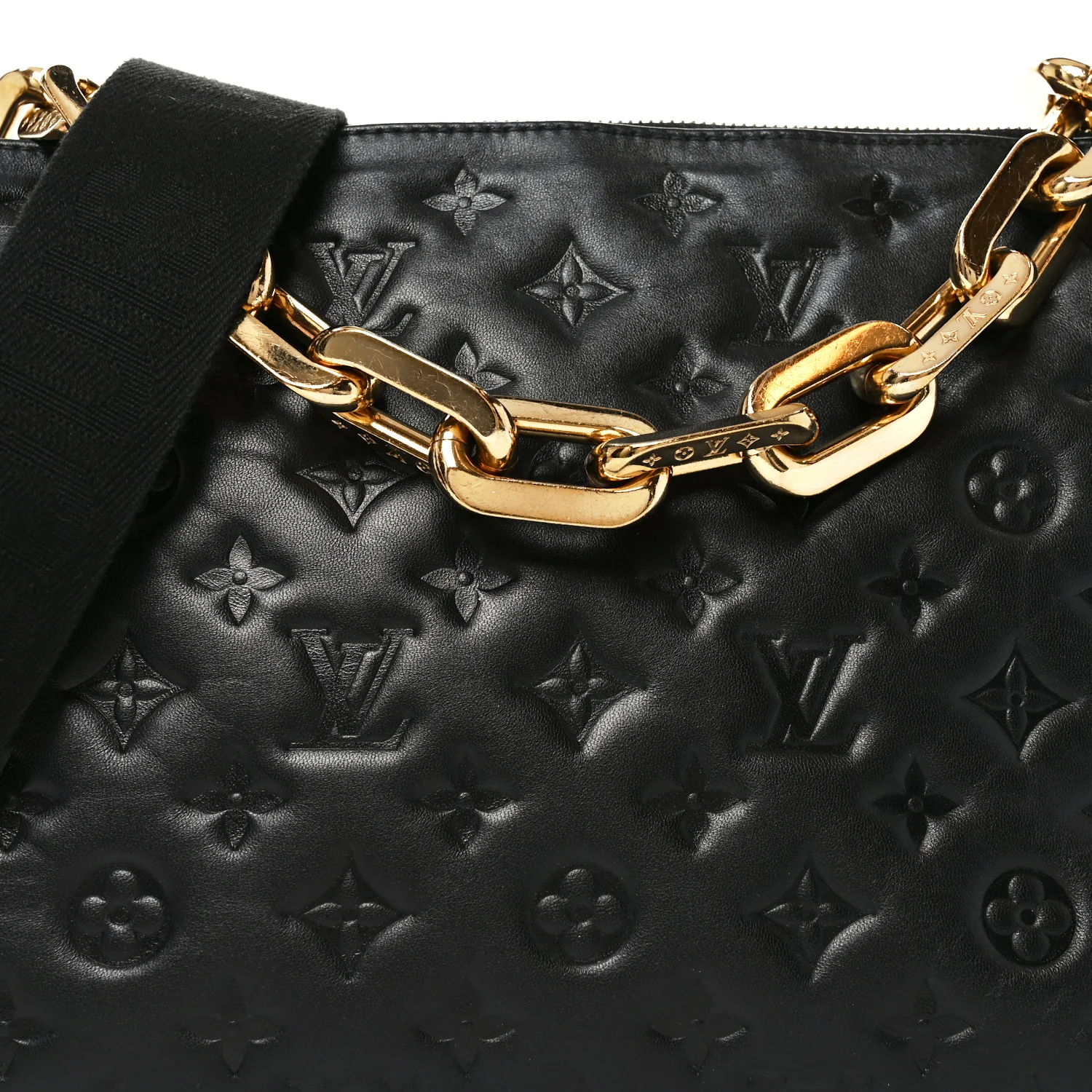 Lambskin Embossed Monogram Coussin MM Black - Top Club