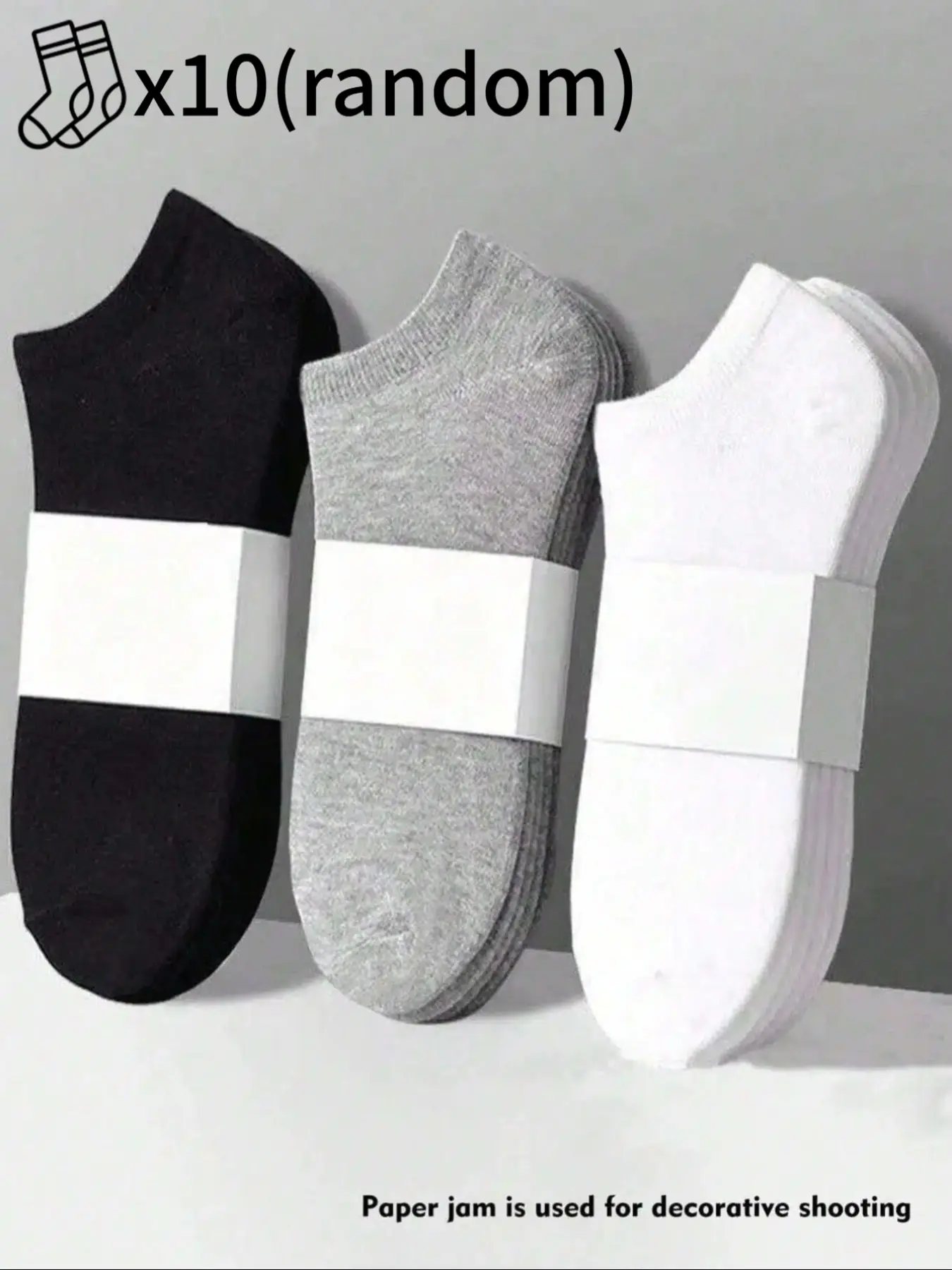 10 Pairs Unisex Polyester Invisible Athletic Socks, Plain Short Casual Socks for All Seasons