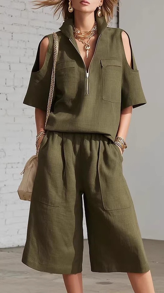 Women's Short-Sleeved Shorts Shirt and Loose Pants Two-Piece Set - Nordfashionstorm - Women's Clothing, Fashion for You - Nordfashionstorm.com