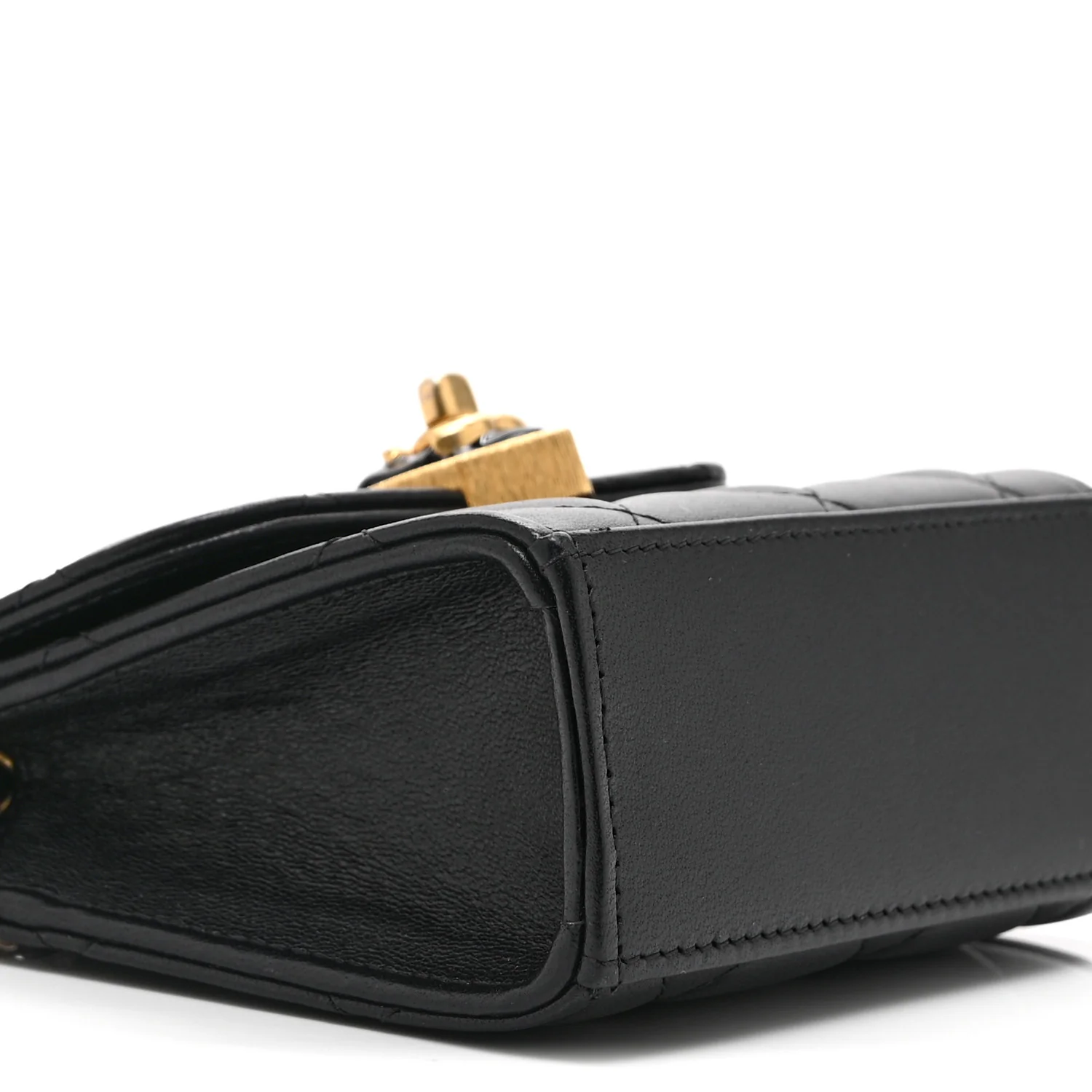 Lambskin Plexiglass Quilted Coco Love Clutch With Chain Black - Top Club