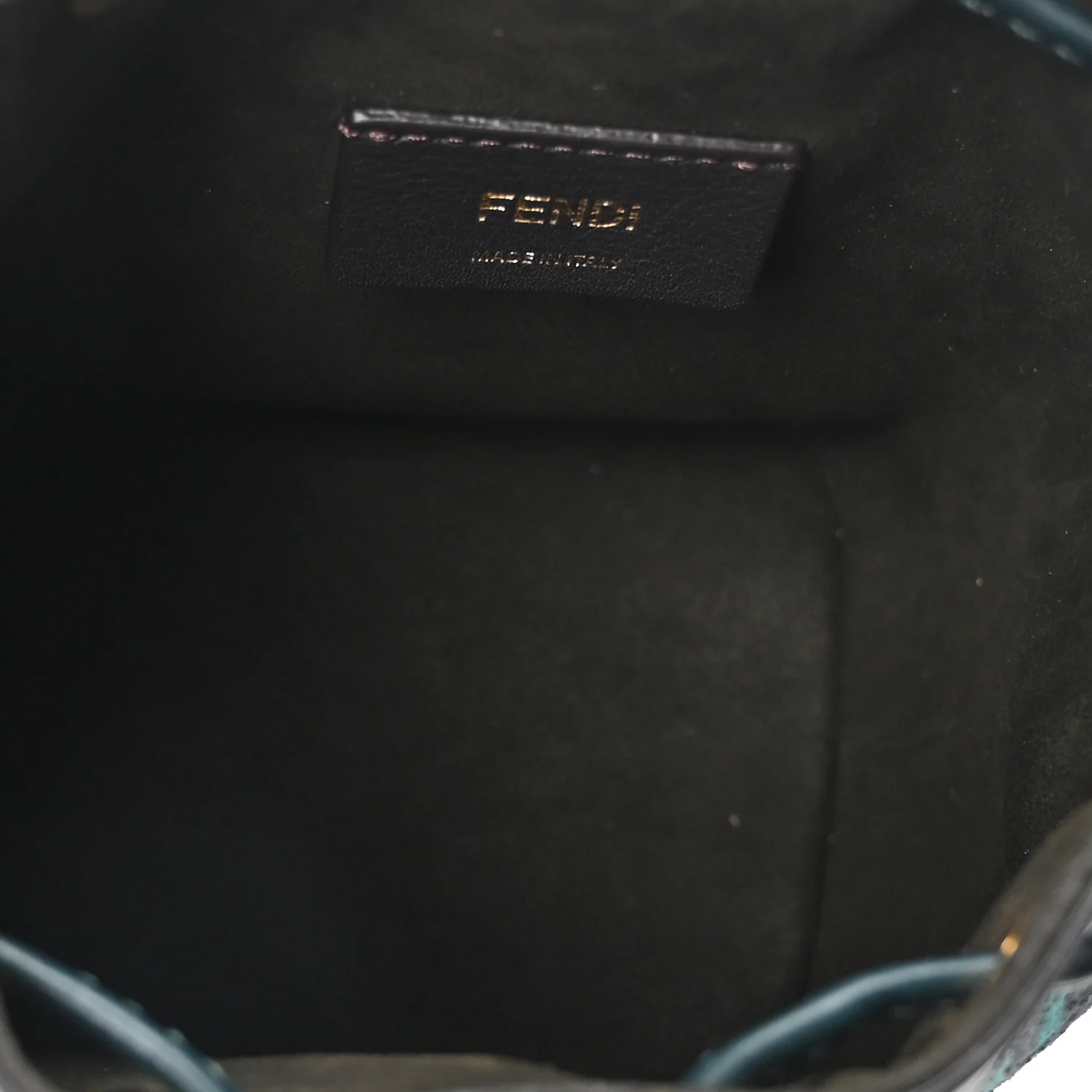 Chenille Vitello F is Fendi Micro FF Mini Mon Tresor Bucket Bag Verde Inglese - Top Club