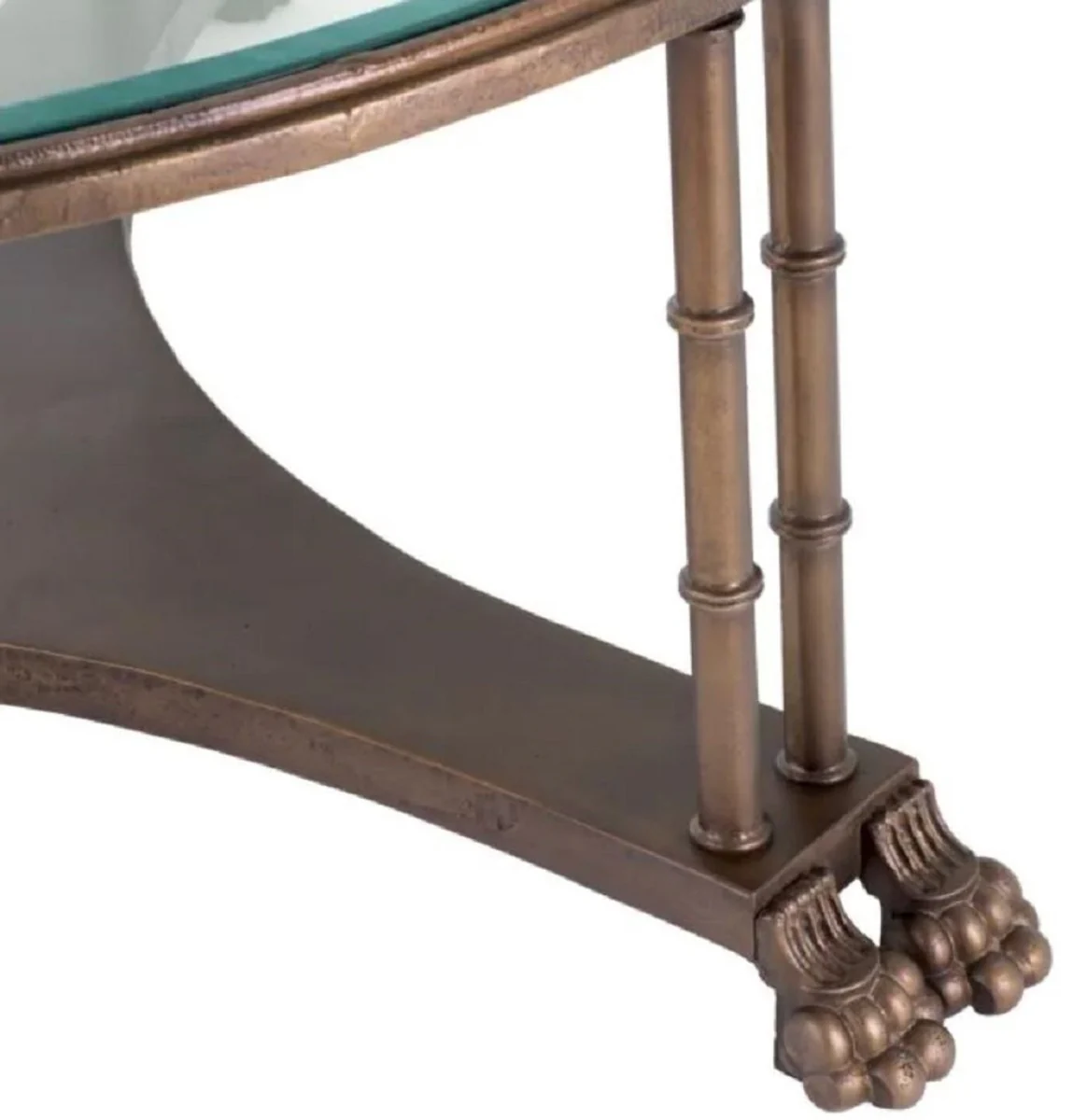 Luxury baroque side table with bronze glass top Ø 62 x H. 64 cm