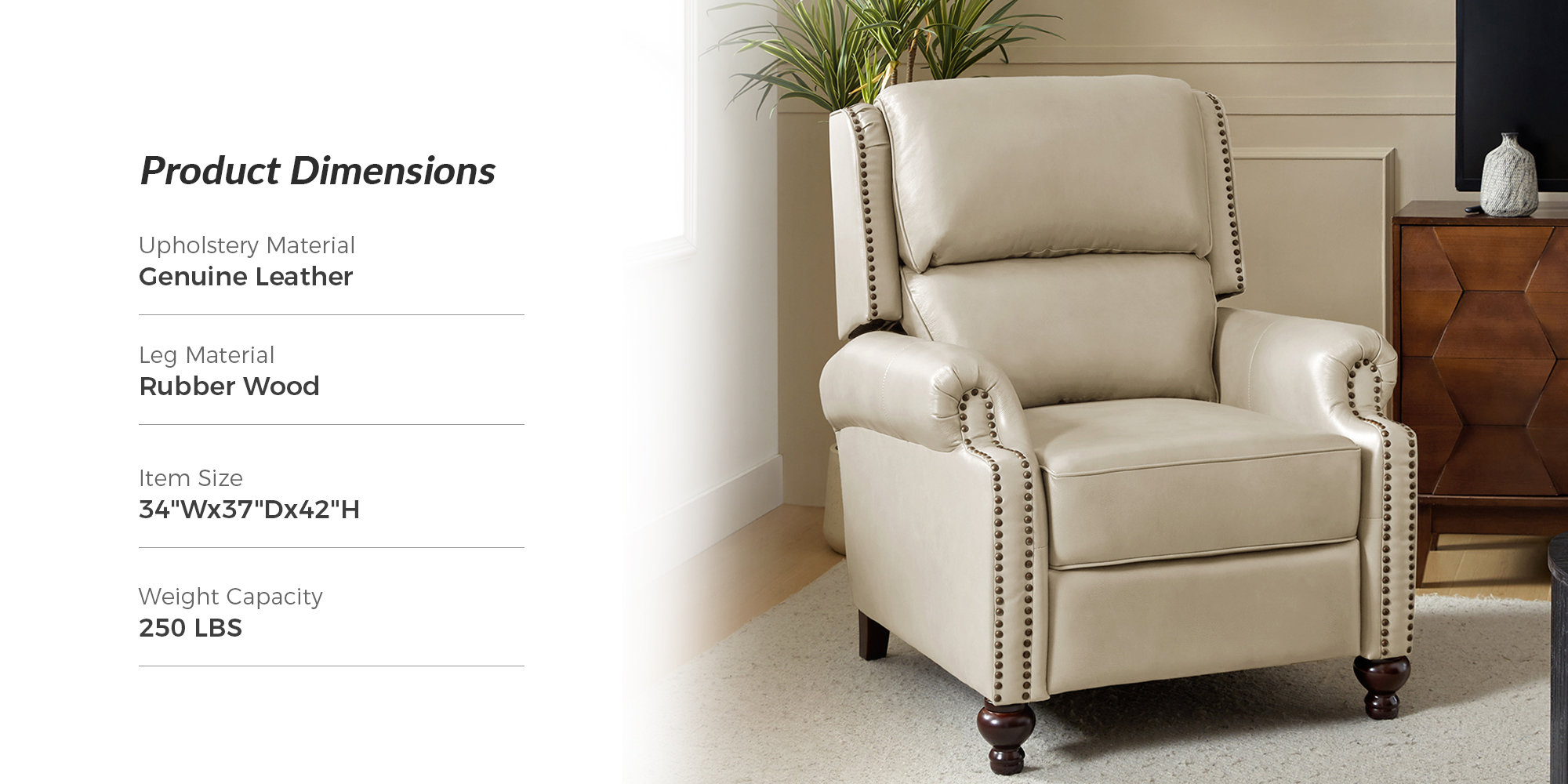 Adeesa Genuine Leather Recliner