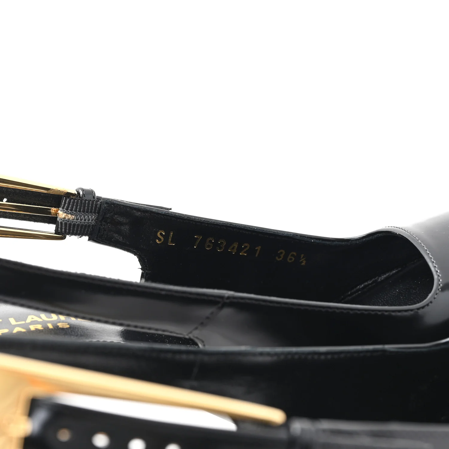 Glazed Calfskin Lee 110 Slingback Pumps 36.5 Black - Top Club