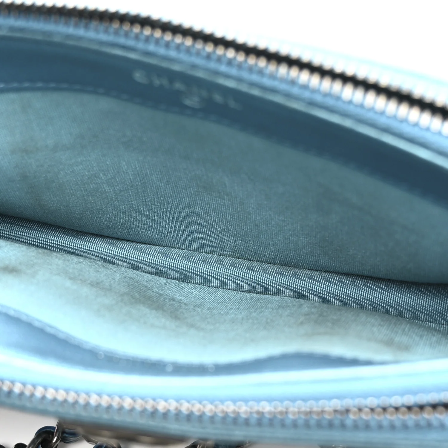 Metallic Caviar Quilted Small Boy Clutch With Chain Turquoise - Top Club
