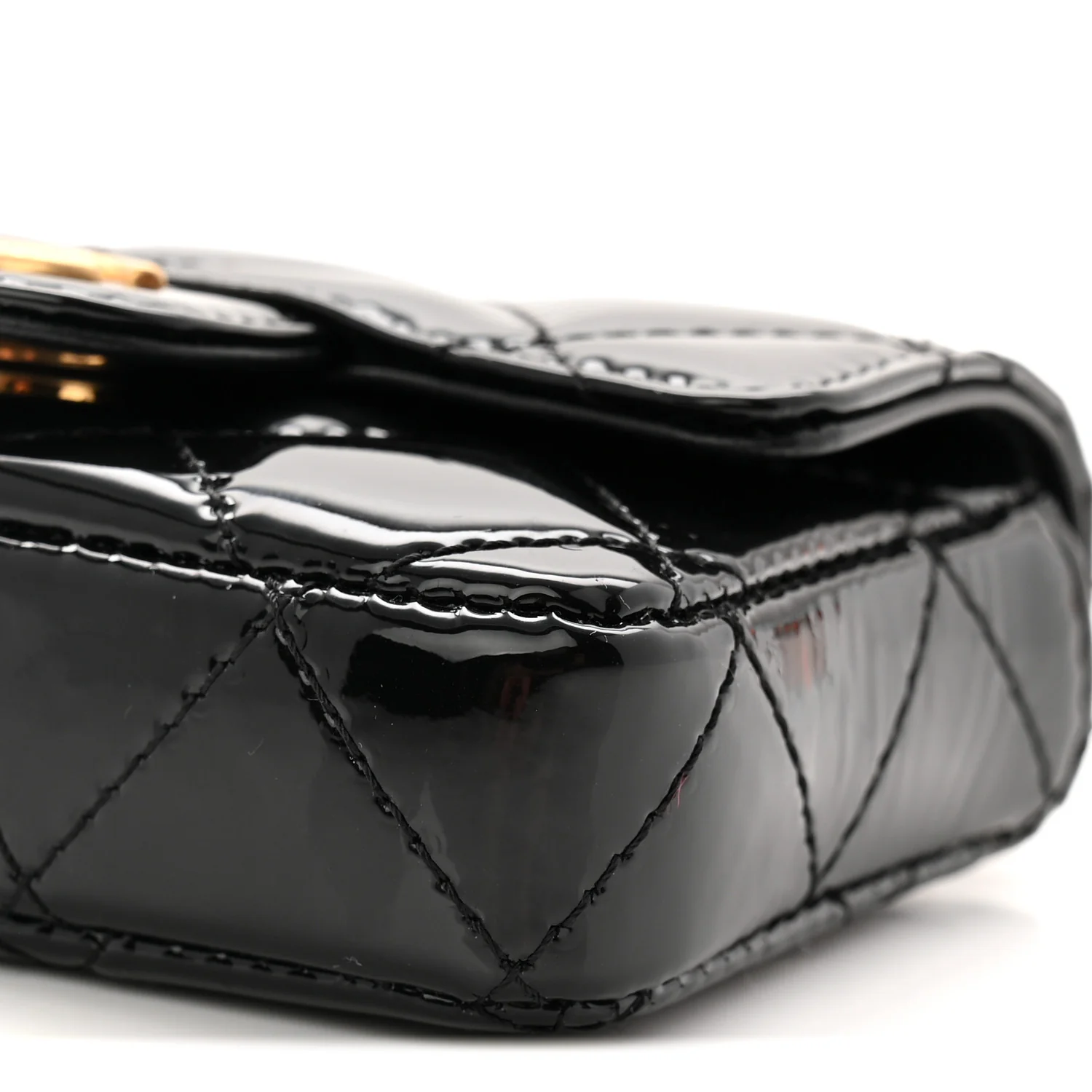 Patent Enamel Quilted Coco Hearts Clutch With Chain Black - Top Club