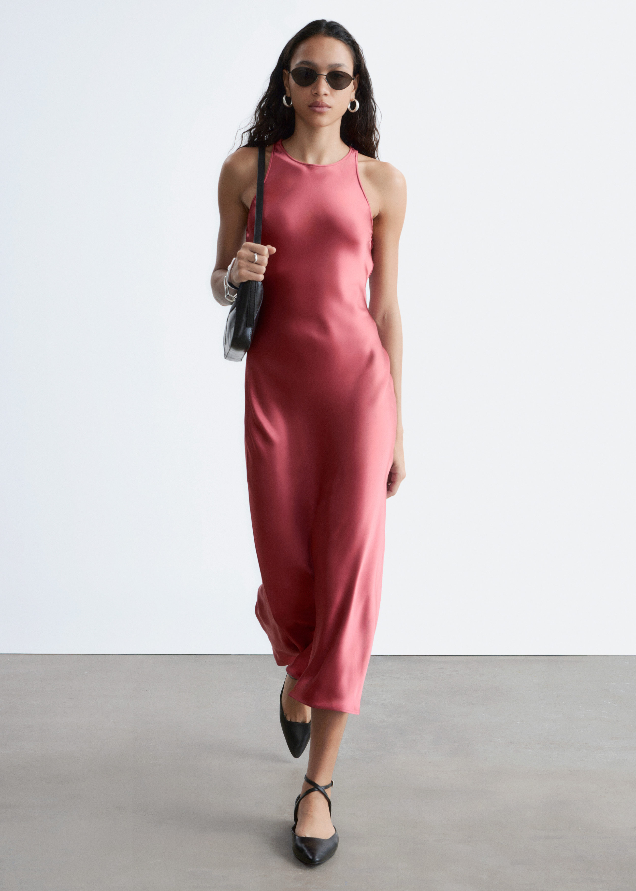 & Other Stories SLEEVELESS SATIN MIDI DRESS
