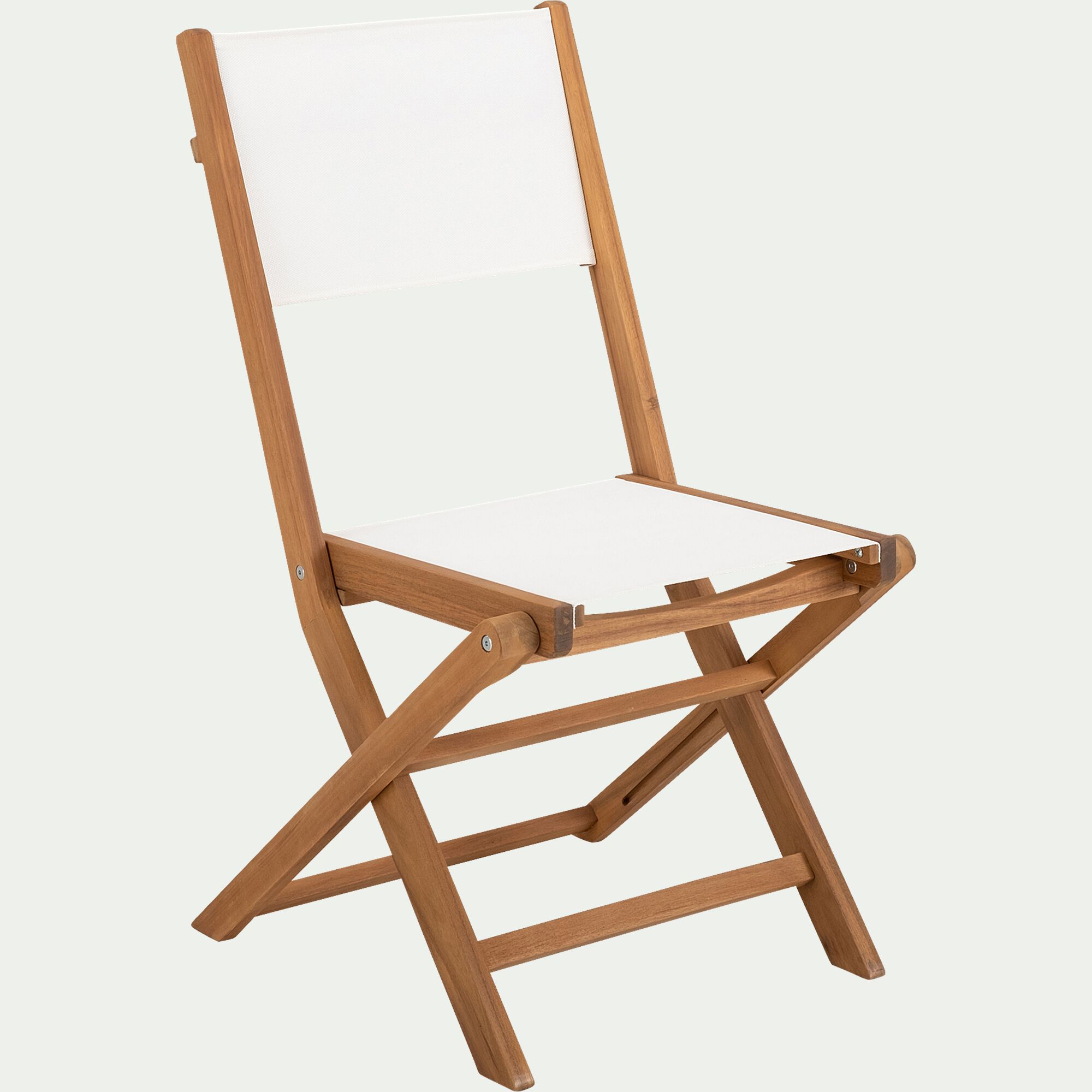LAVISA - Chaise de jardin pliante en acacia huilé et tissu - blanc