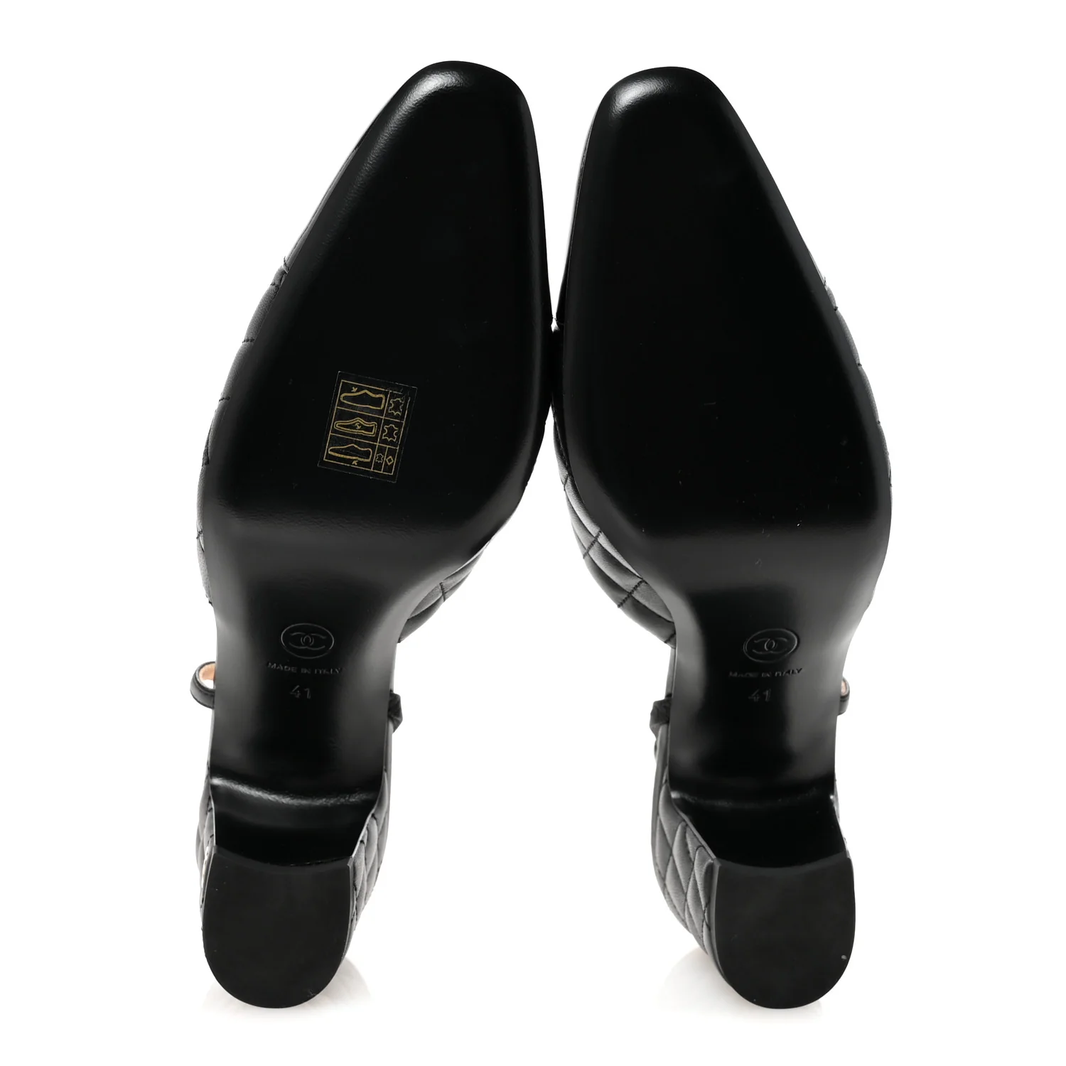 Lambskin Patent Calfskin Quilted Cap Toe CC Slingback Pumps 41 Black - Top Club