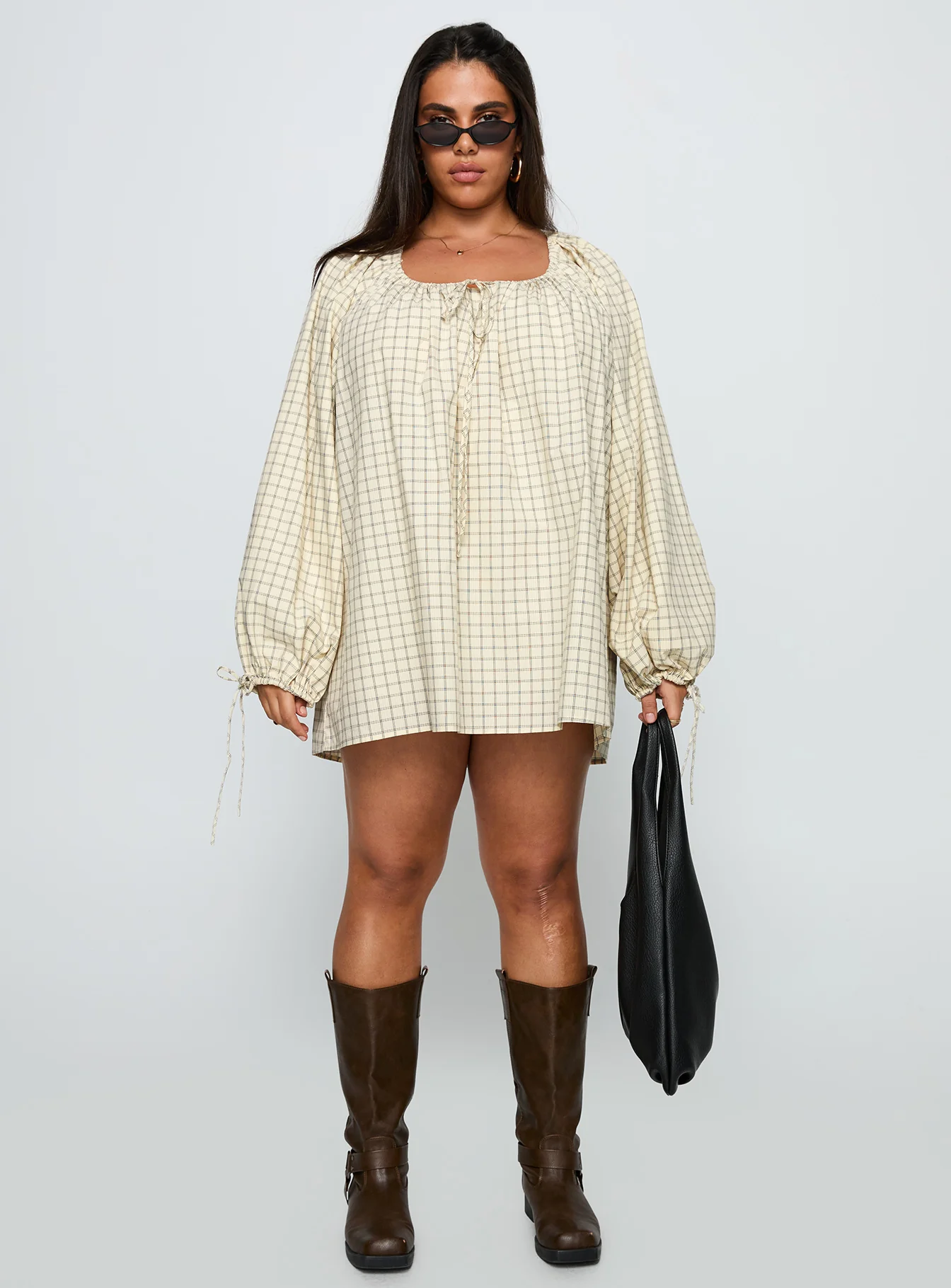 Preacher Playsuit White Check Curve