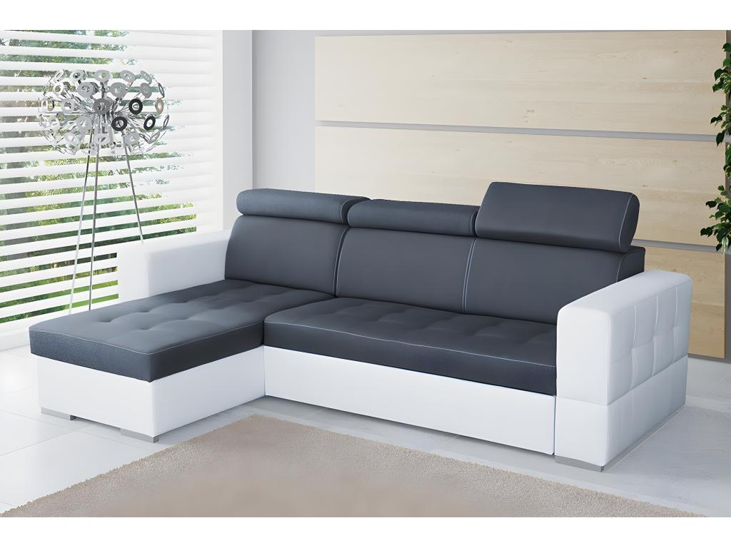 Sofá rinconero gris con función de descanso y caja de ropa de cama 265x175x101 cm - Joliven