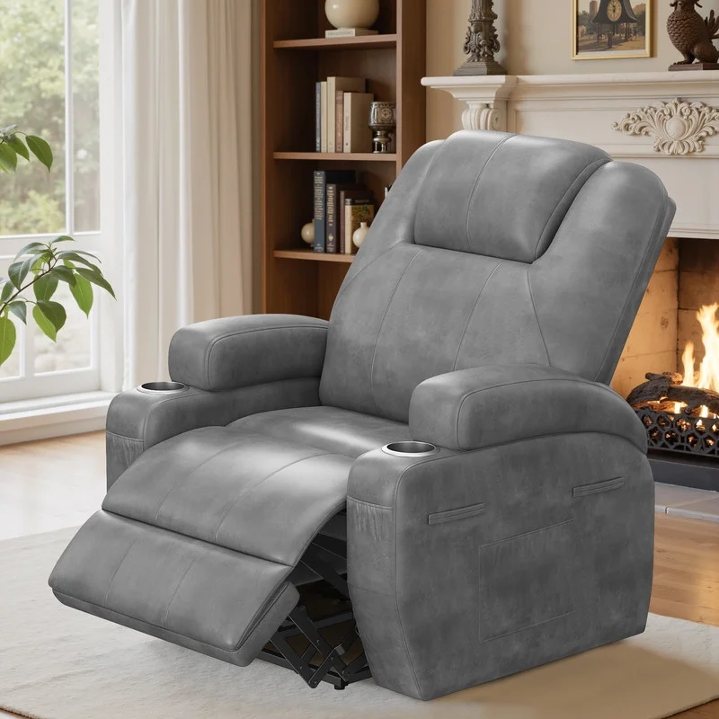 Lacoo Power Lift Electric Massage Recliner Chair Oversized Single Sofa with Cup Holder for Elderly, Black