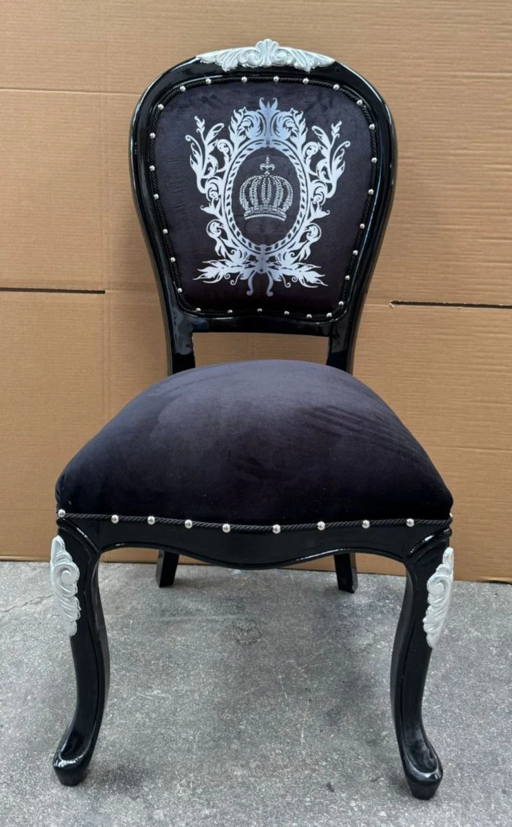 Pompöös by Luxury Baroque Dining Room Chair Black / Silver - designed by Harald Glööckler