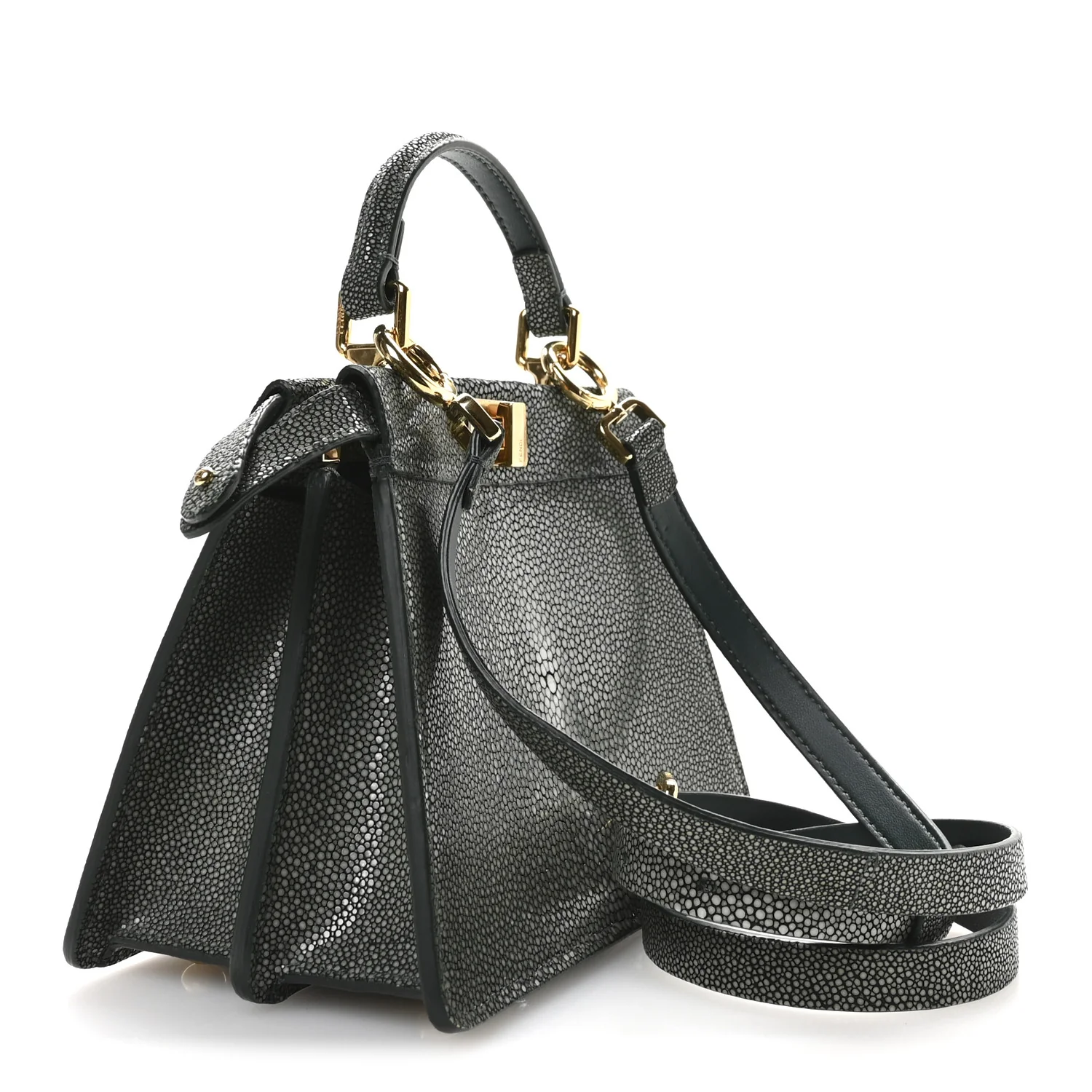 Stingray Shiny Nappa Petite Peekaboo I SEE U Satchel Verde Inglese - Top Club