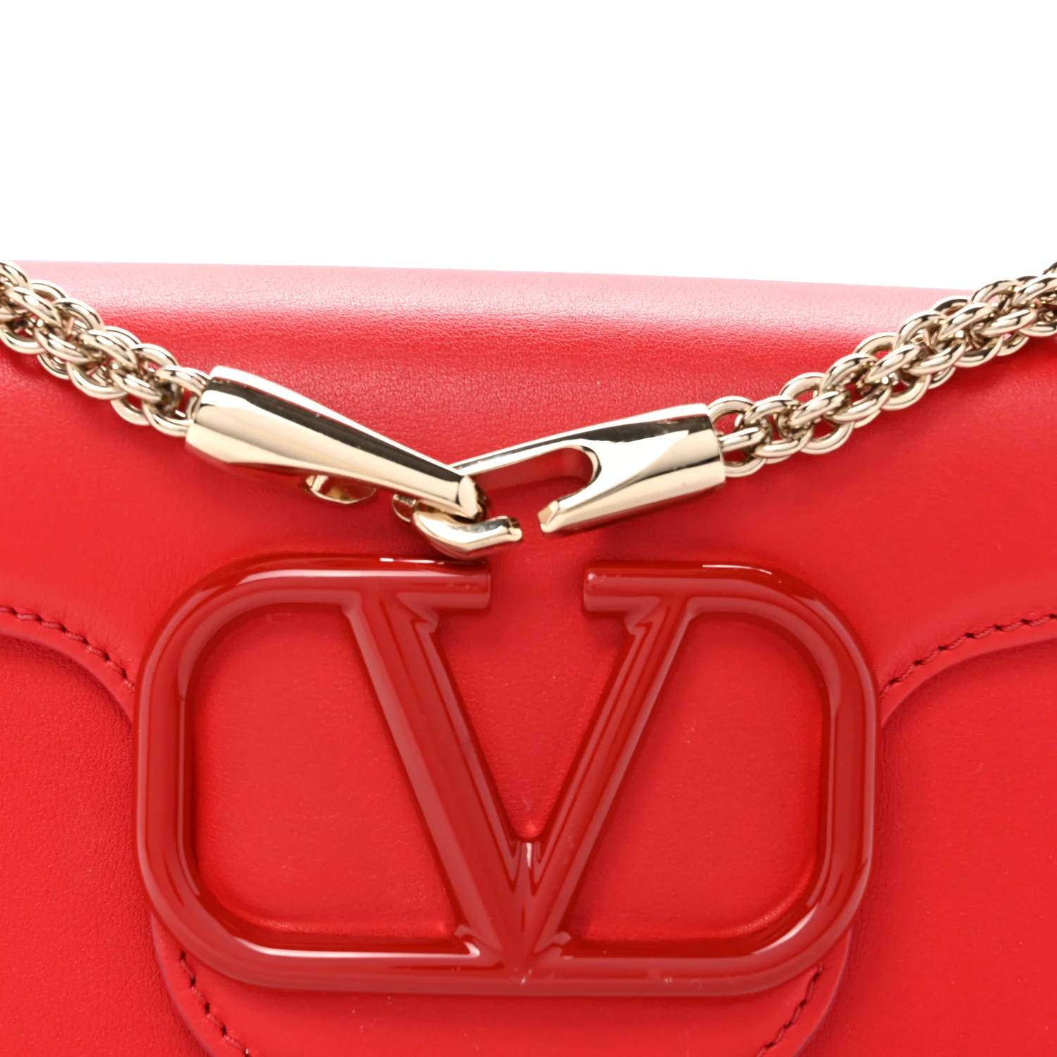 Calfskin Enamel Vlogo Small Loco Shoulder Bag Rouge Pur - Top Club
