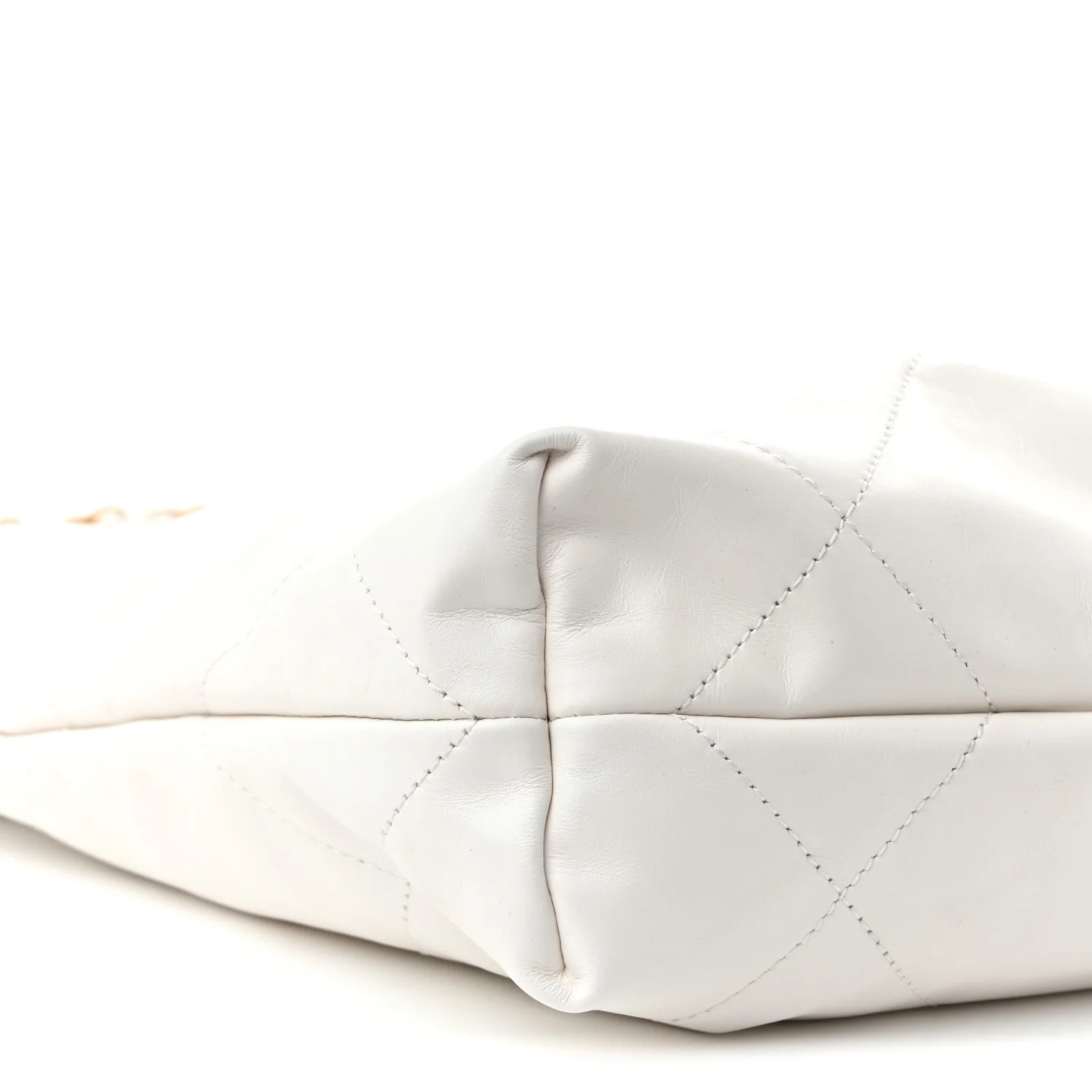 Shiny Calfskin Quilted Small Chanel  White - Top Club