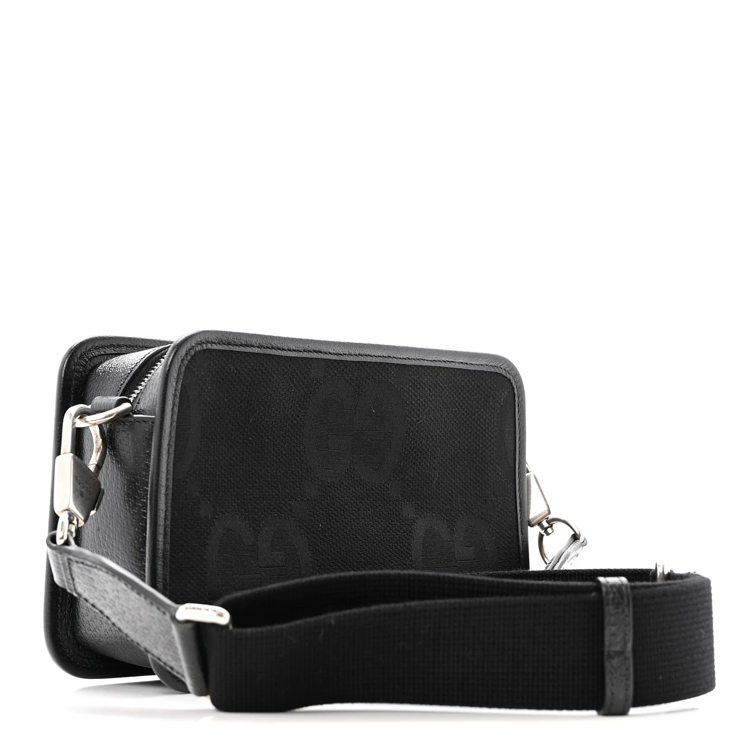 Monogram Jumbo GG Textured Dollar Calfskin Web Mini Crossbody Bag Black - Top Club