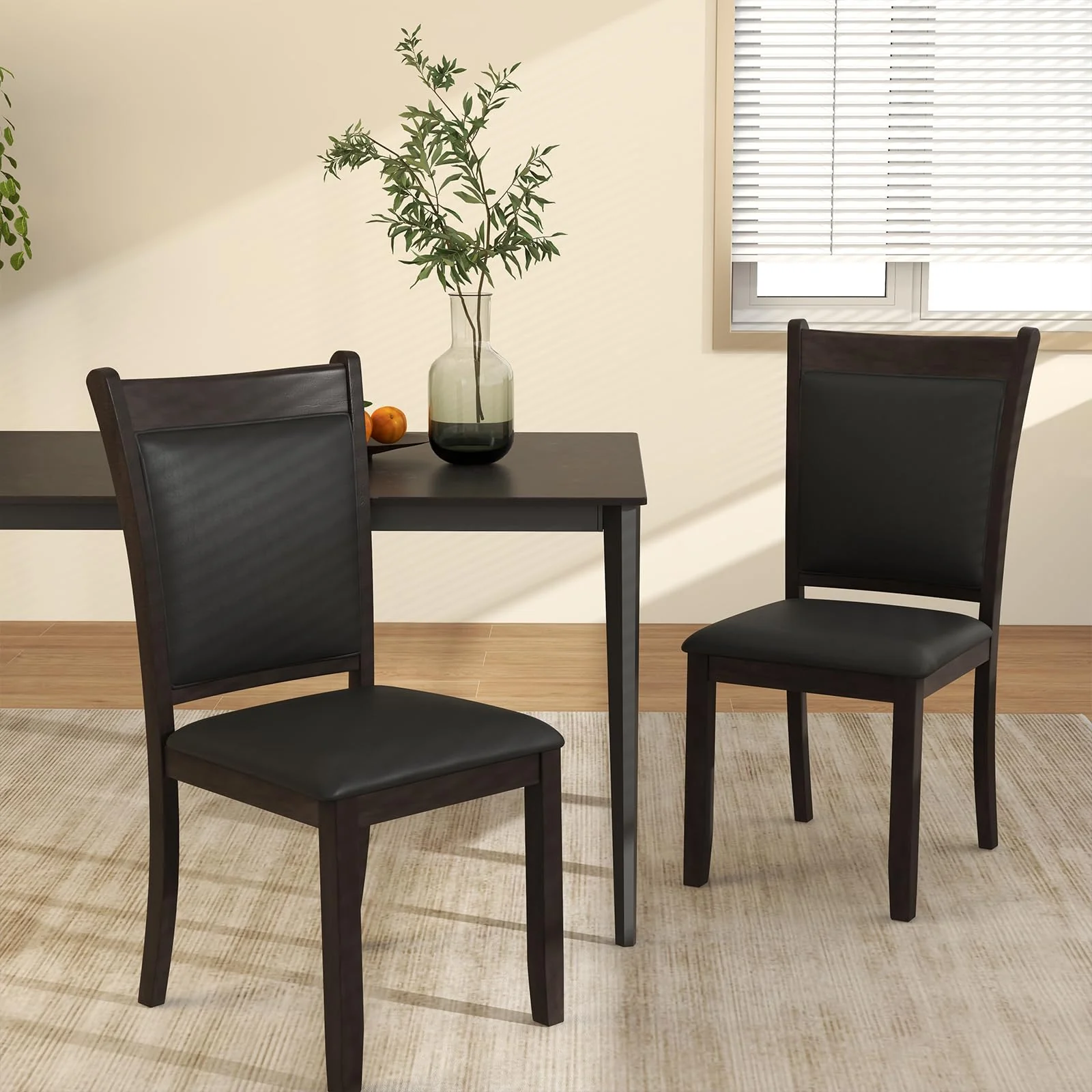 BEFOUNDLOVELY Wooden Dining Chairs Set of 2/4 w/Padded Backrest & Seat, Rubber Wood Frame