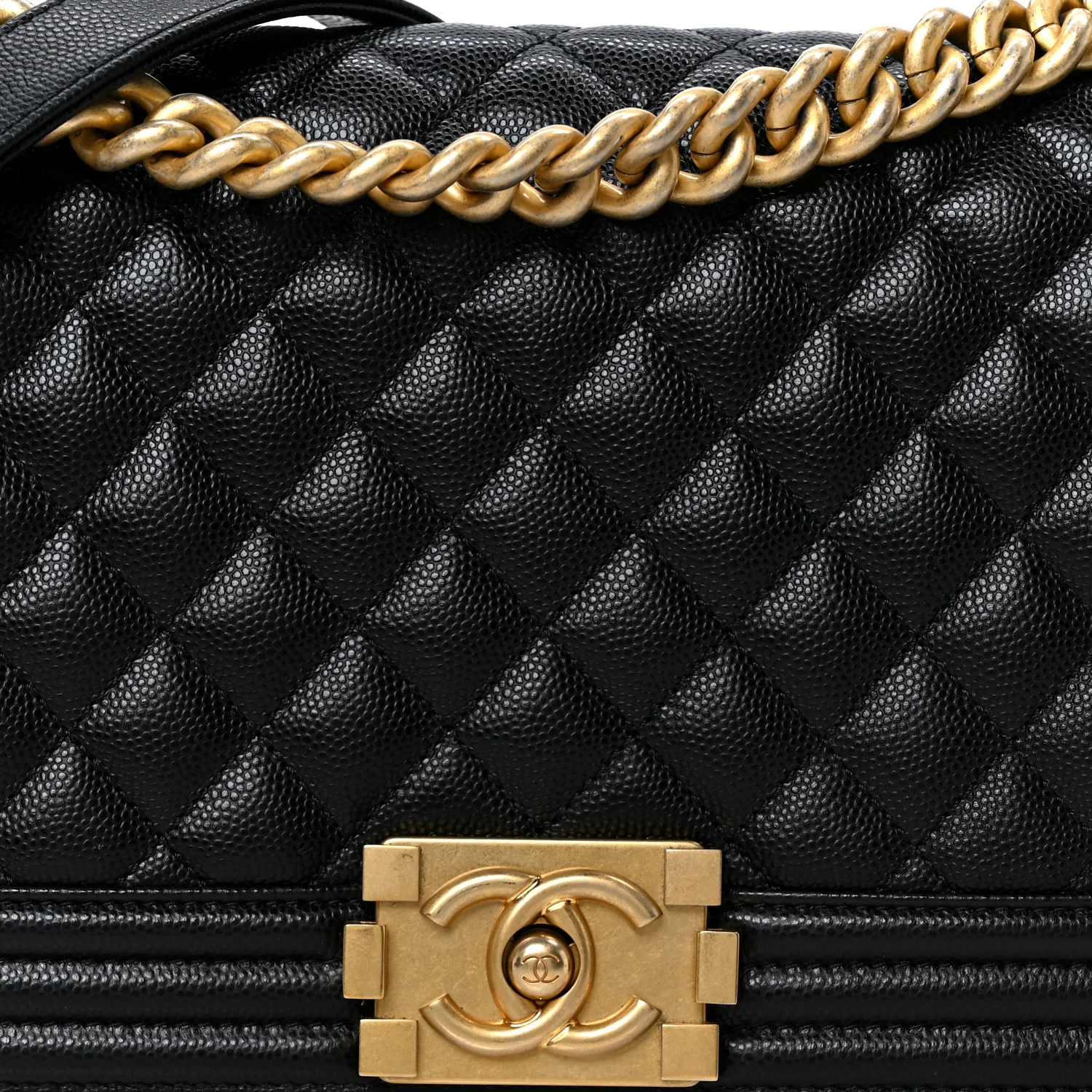 Caviar Quilted Medium Boy Flap Black - Top Club