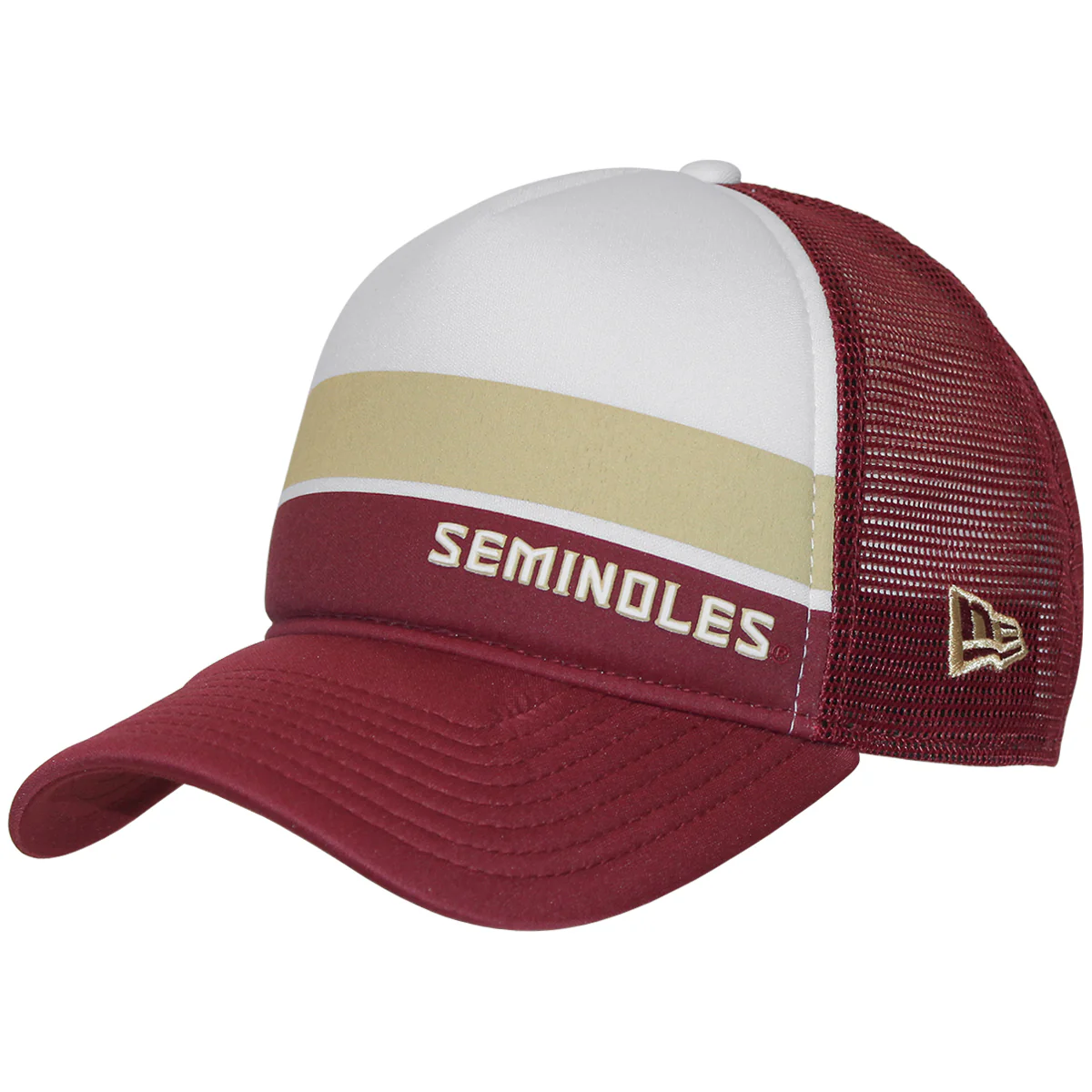 New Era Seminoles 940AF Adjustable Foam Trucker Cap - Garnet/White/Gold - MoB Apparel