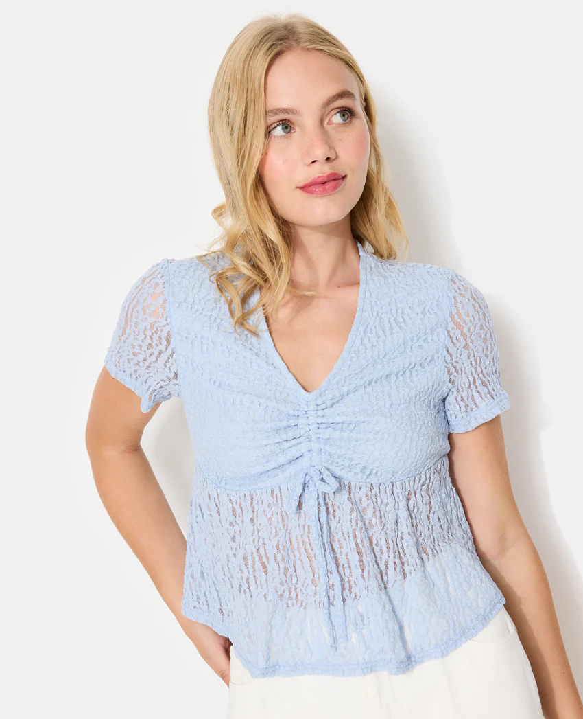 Pimkie Top en dentelle avec col V et lien coulissé