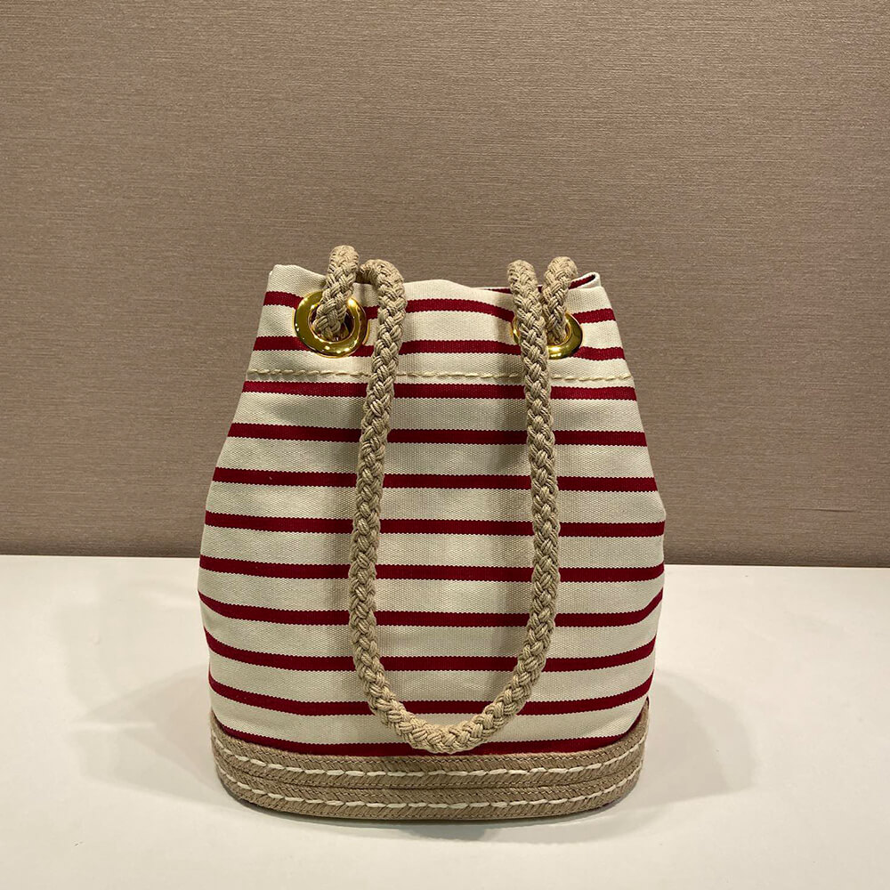Prada Mariner small striped fabric bucket bag - Top Club