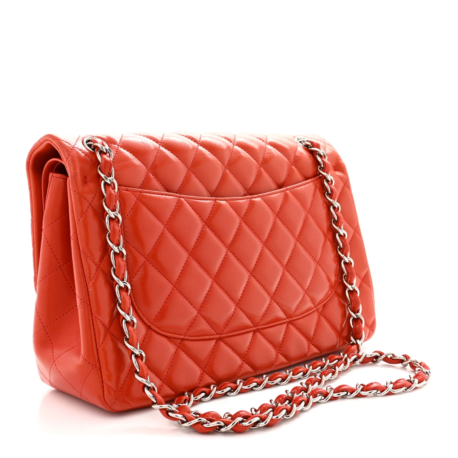 Lambskin Quilted Jumbo Double Flap Red - Top Club